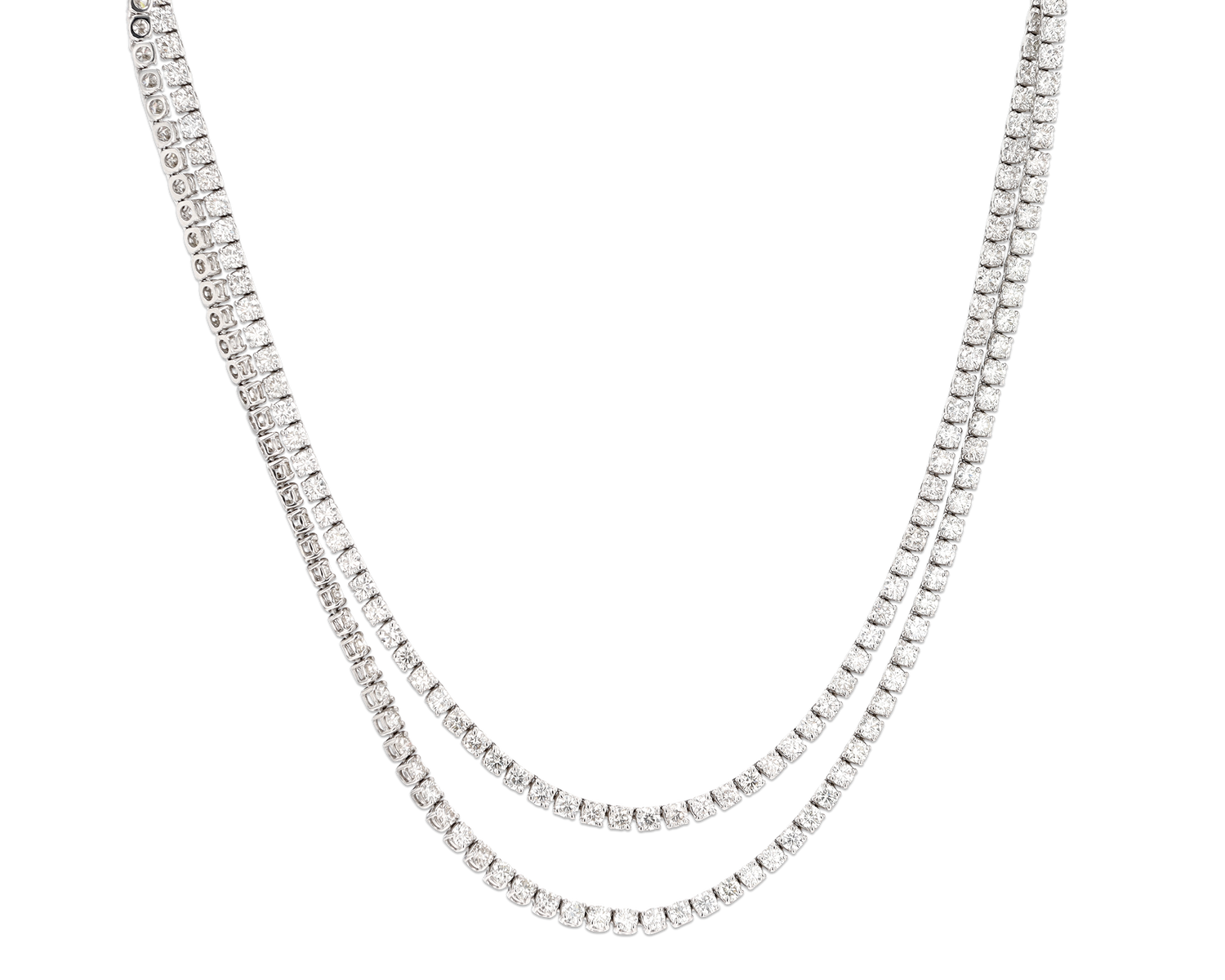 Straight Line Diamond Necklace, 44.55 Carats