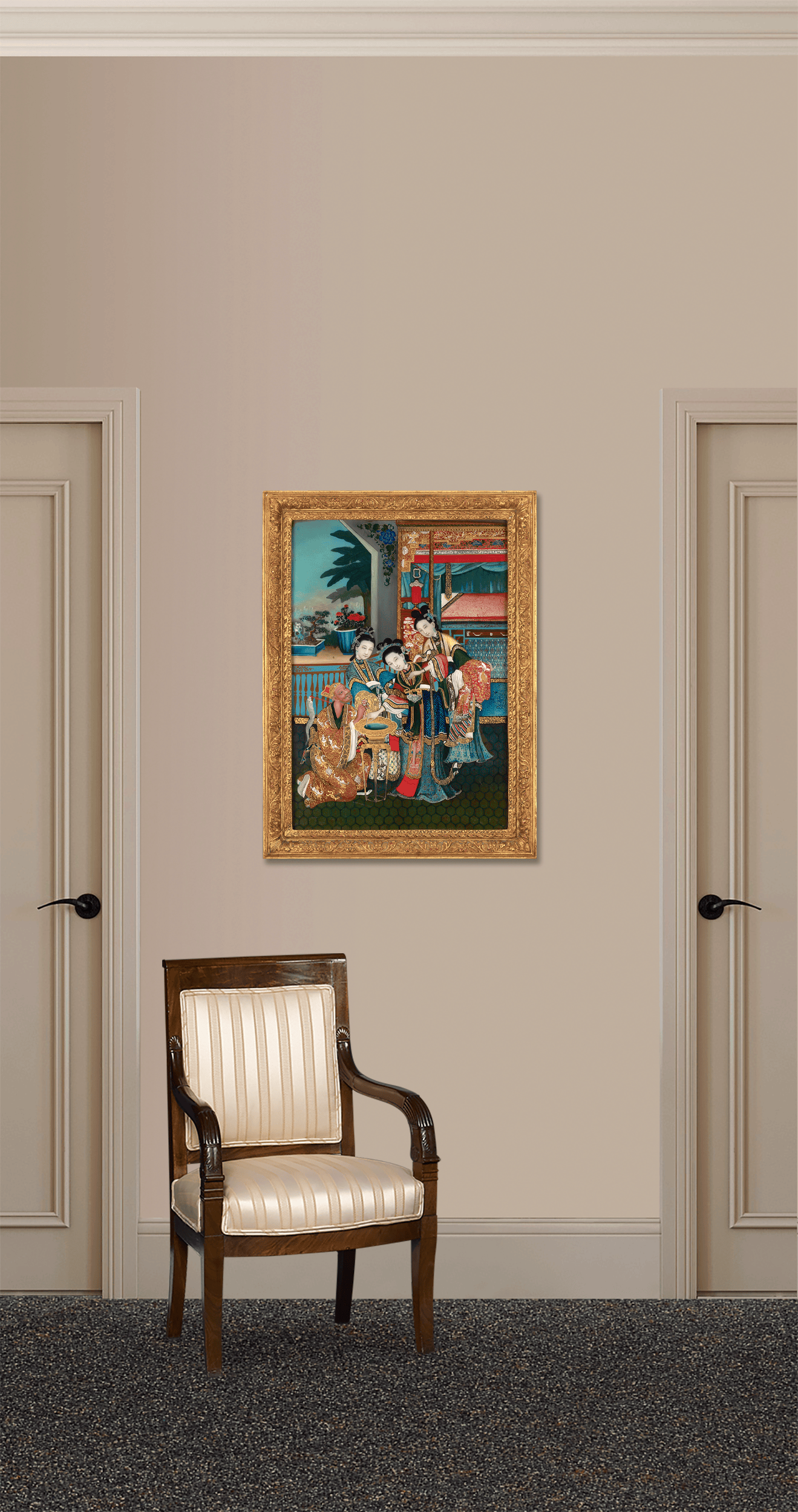 Qing Dynasty Chinese Reverse Glass Painting