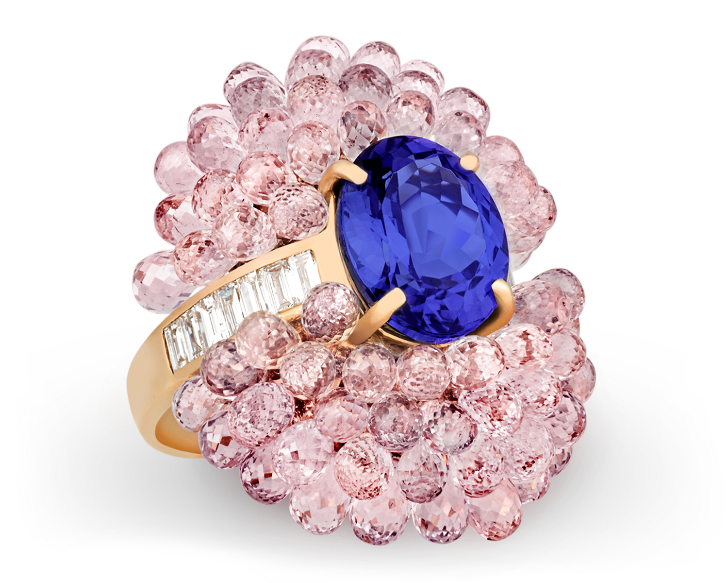 Tanzanite and Pink Sapphire Cocktail Ring