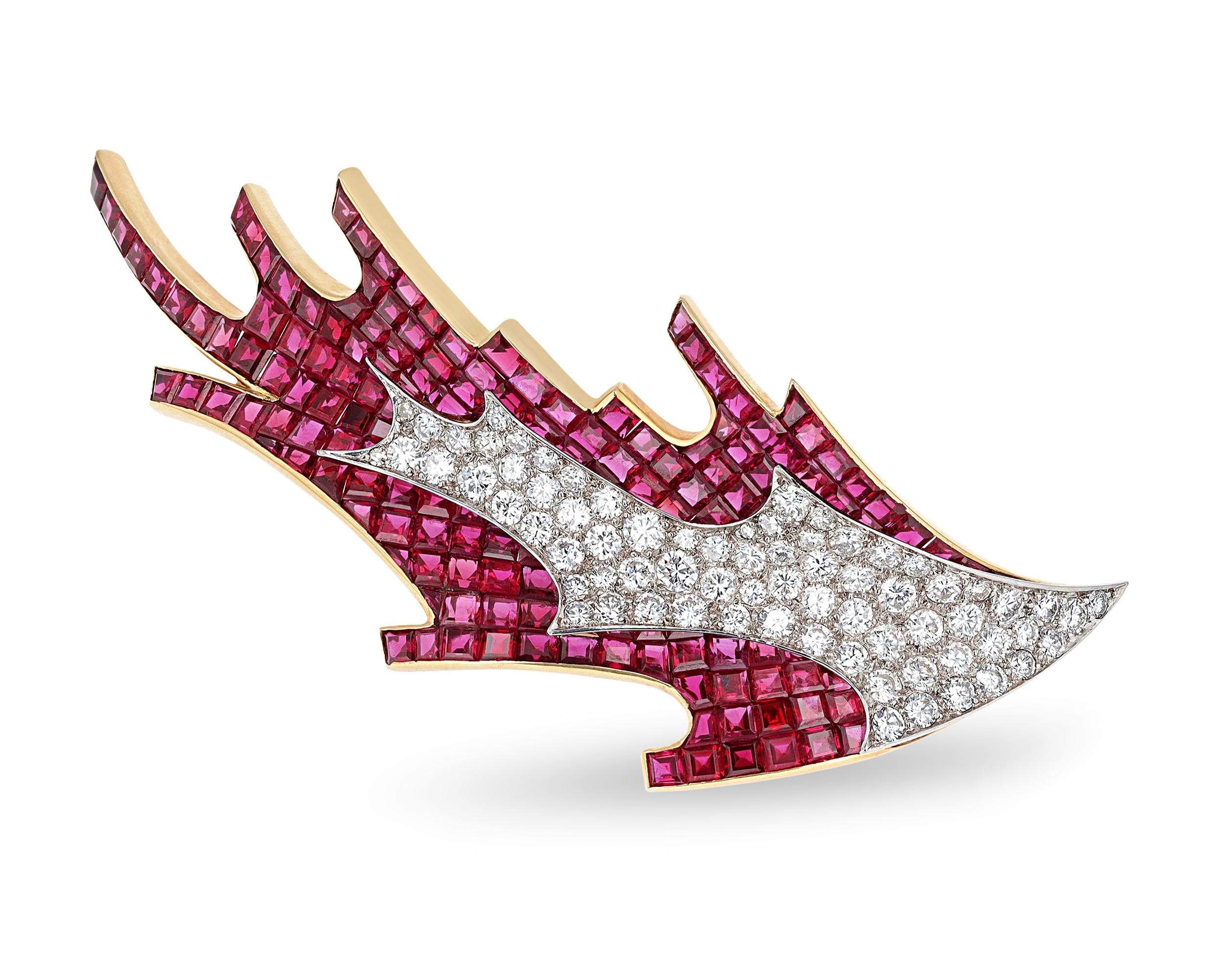 René Kern Ruby and Diamond Brooch