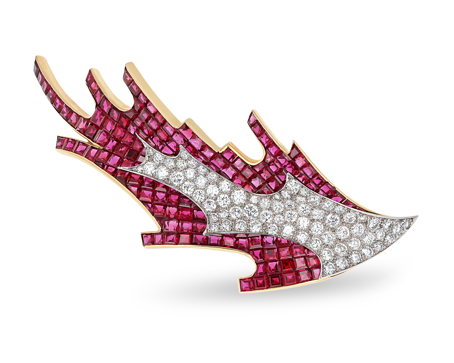 René Kern Ruby and Diamond Brooch