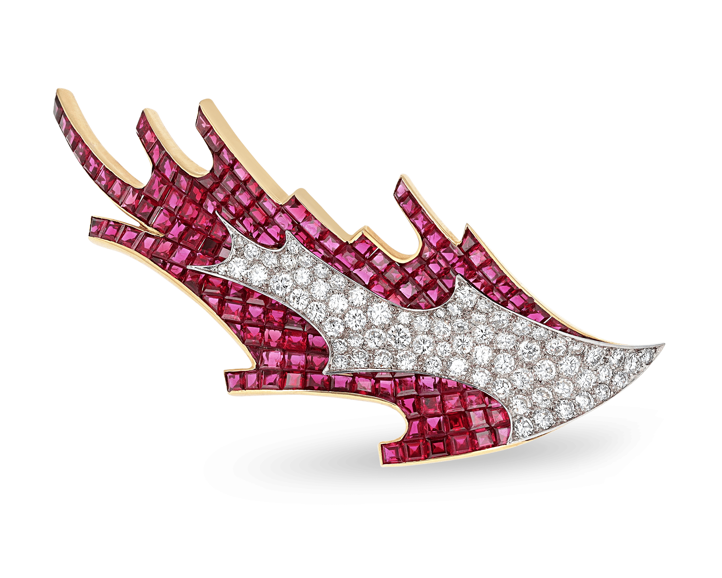 René Kern Ruby and Diamond Brooch