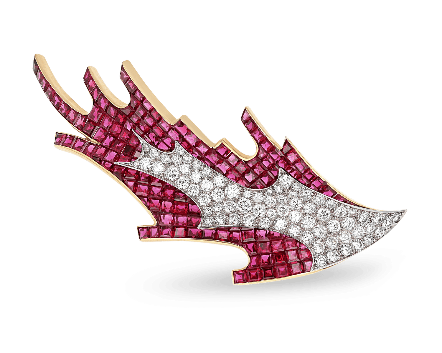 René Kern Ruby and Diamond Brooch