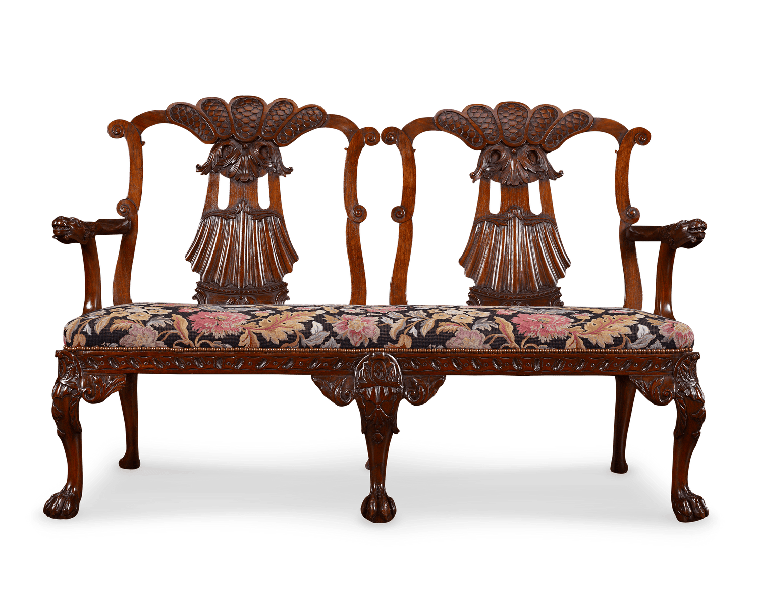 George II-Style Mahogany Double Chair Settee