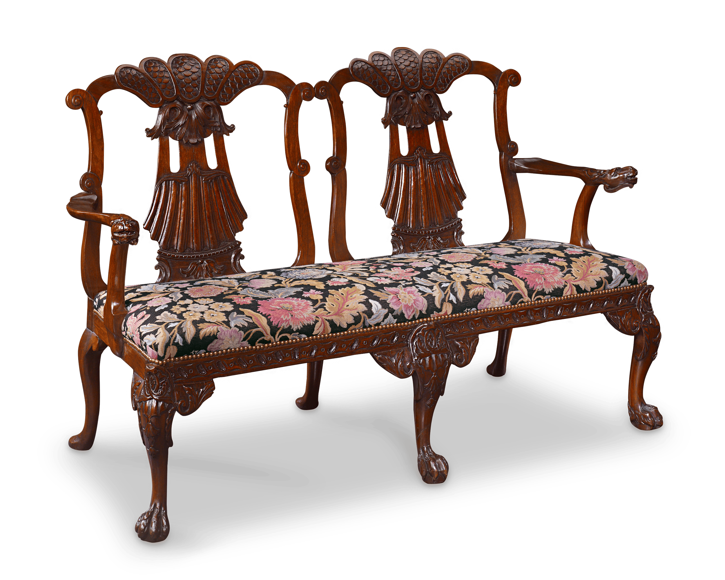 George II-Style Mahogany Double Chair Settee