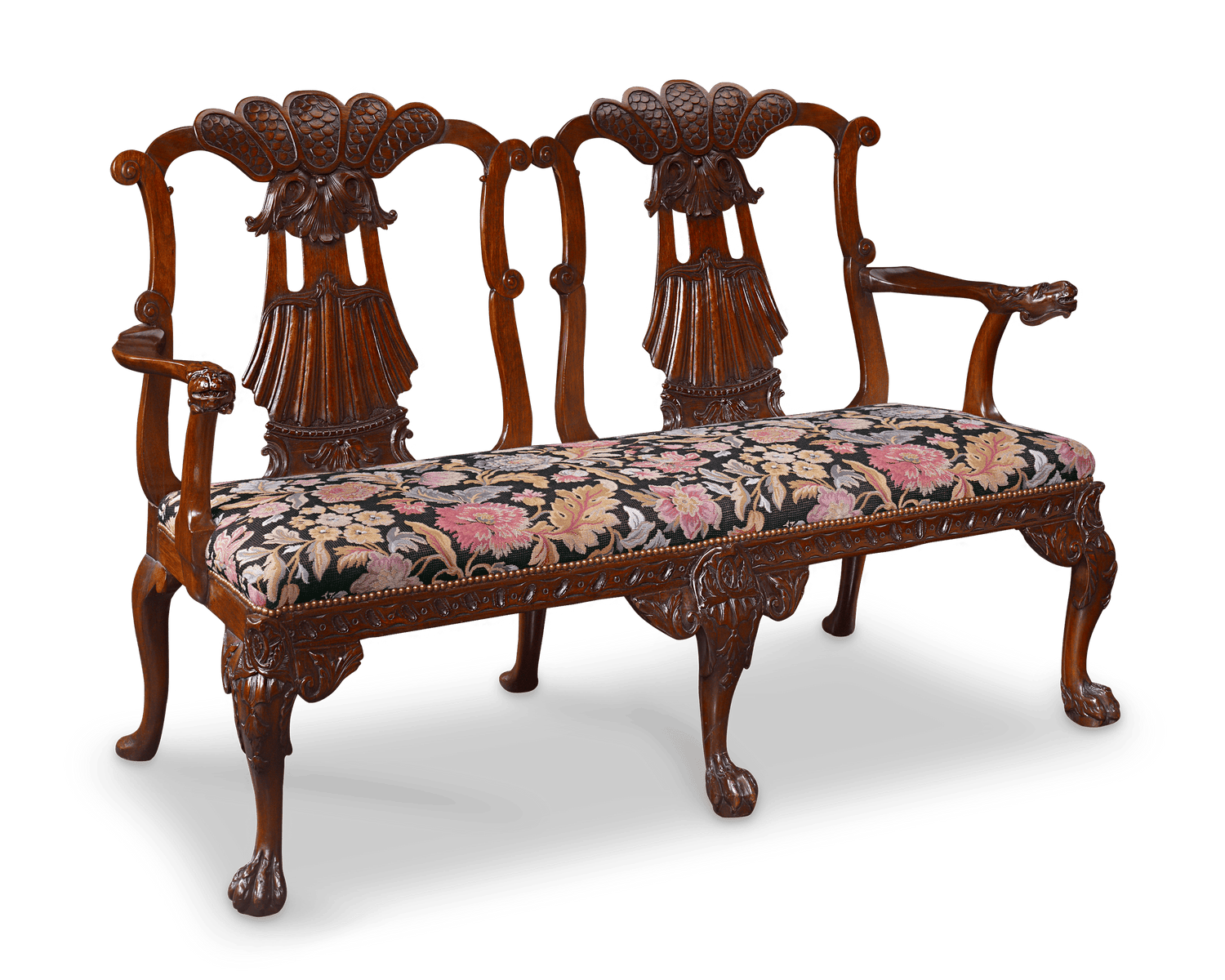 George II-Style Mahogany Double Chair Settee