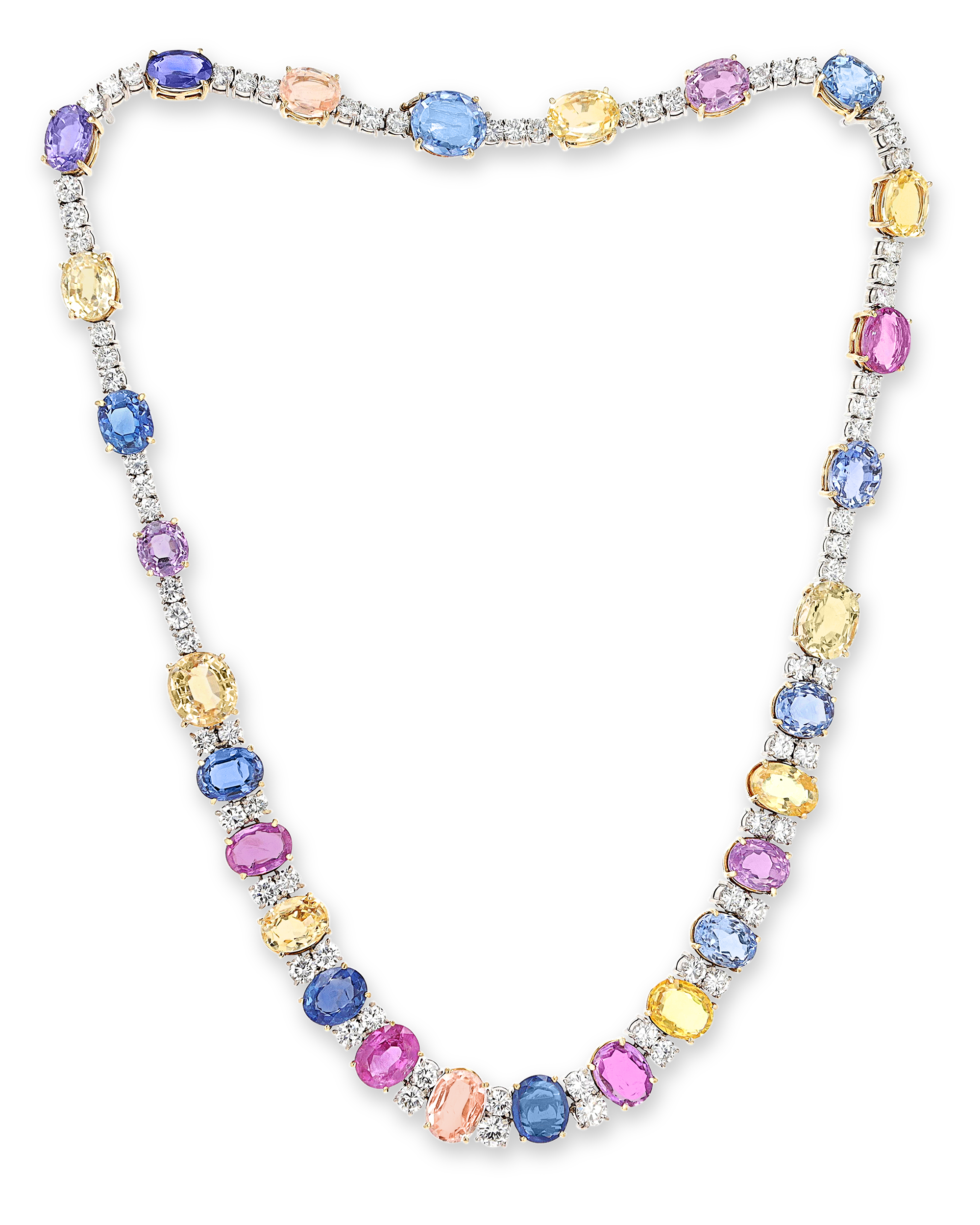 Multi-Color Sapphire Necklace, 85.00 Carats