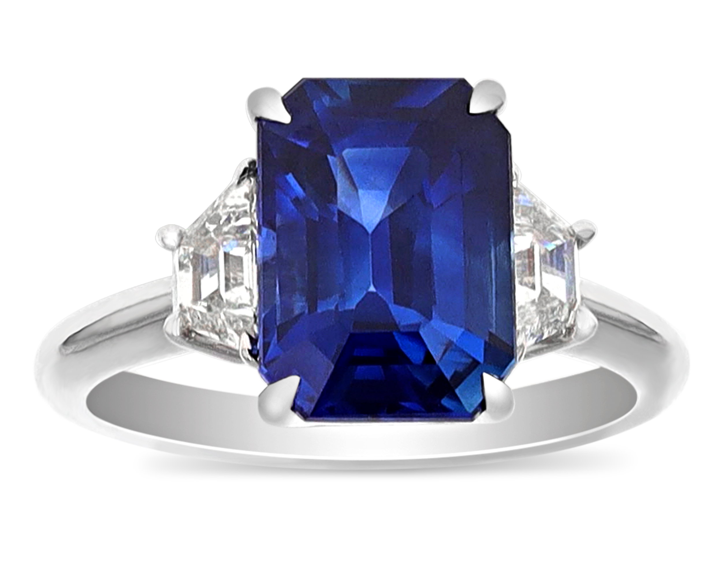 Emerald-Cut Ceylon Sapphire Ring, 4.63 Carats