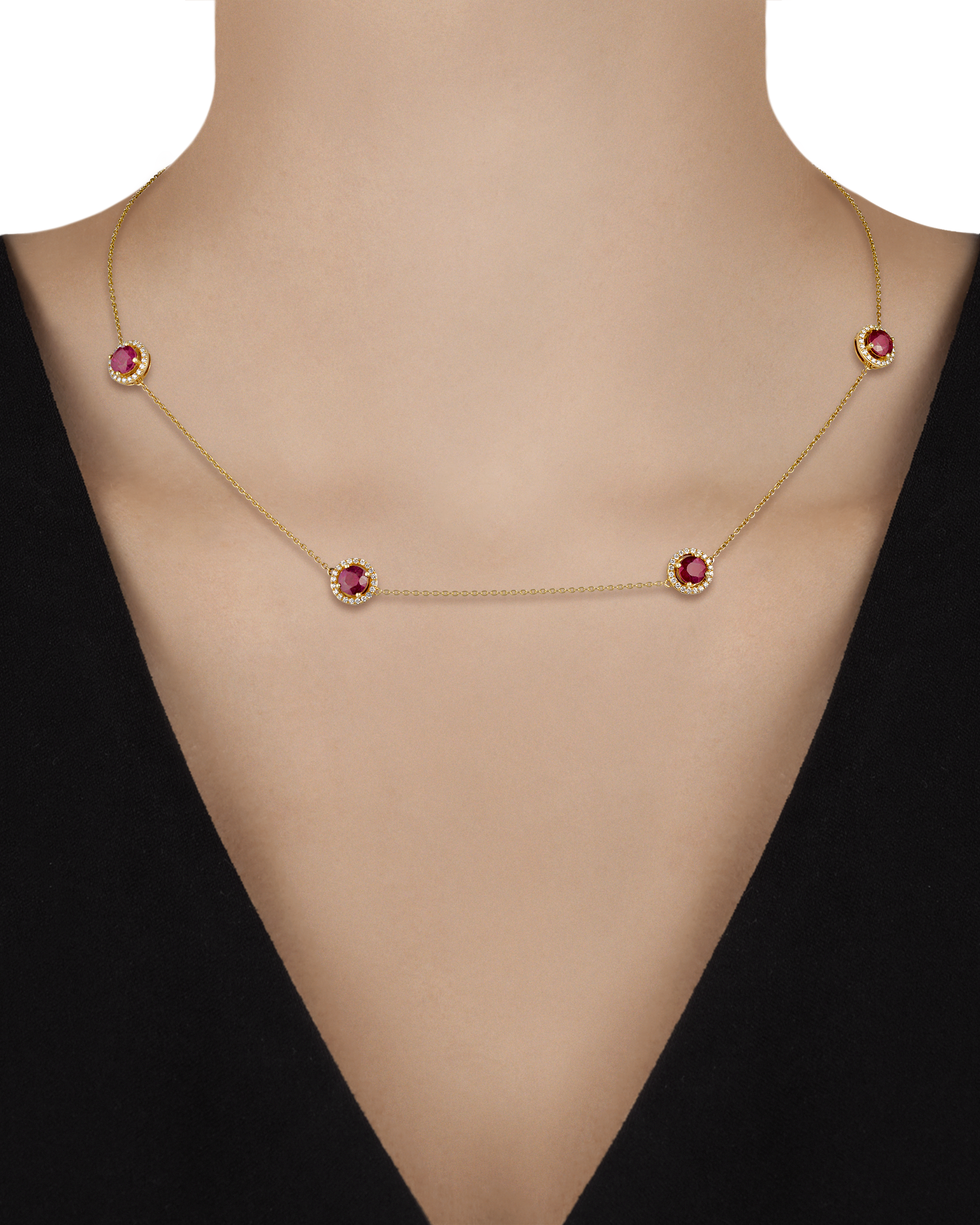 Ruby Station Necklace, 5.53 Carats