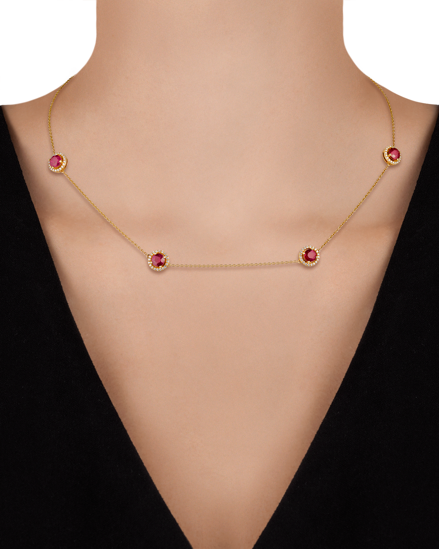 Ruby Station Necklace, 5.53 Carats