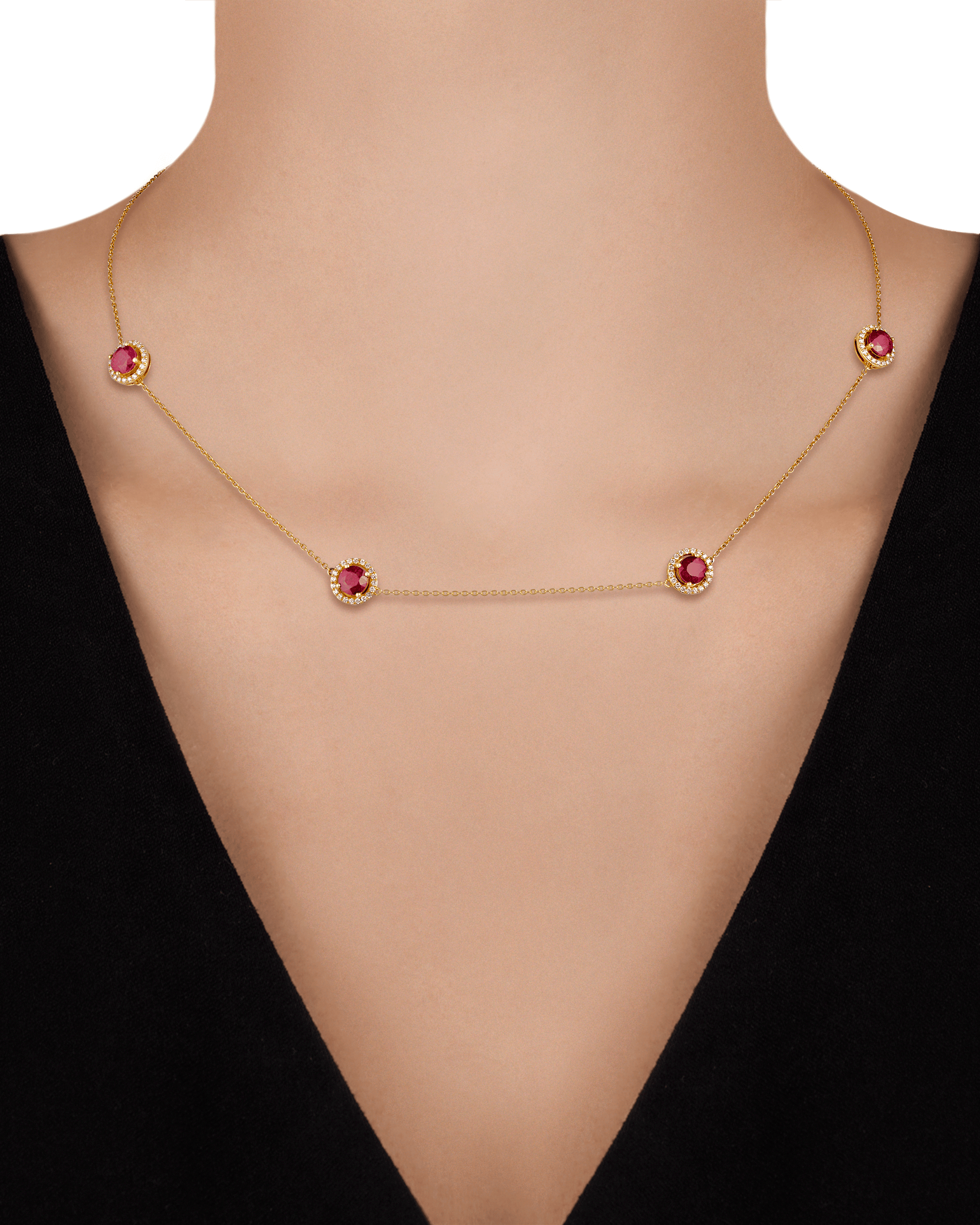 Ruby Station Necklace, 5.53 Carats