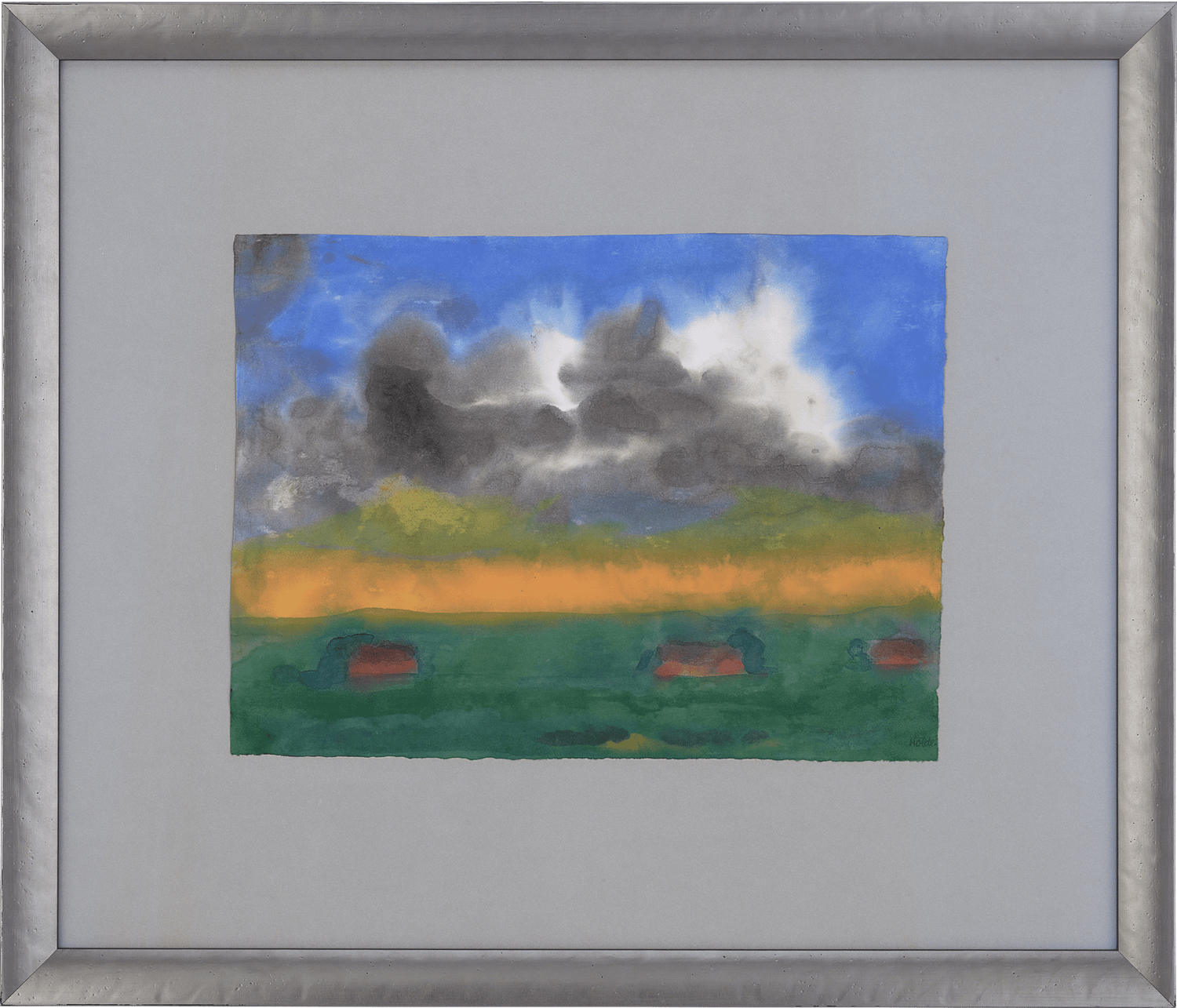 Marschlandschaft (mit drei Häusern) by Emil Nolde