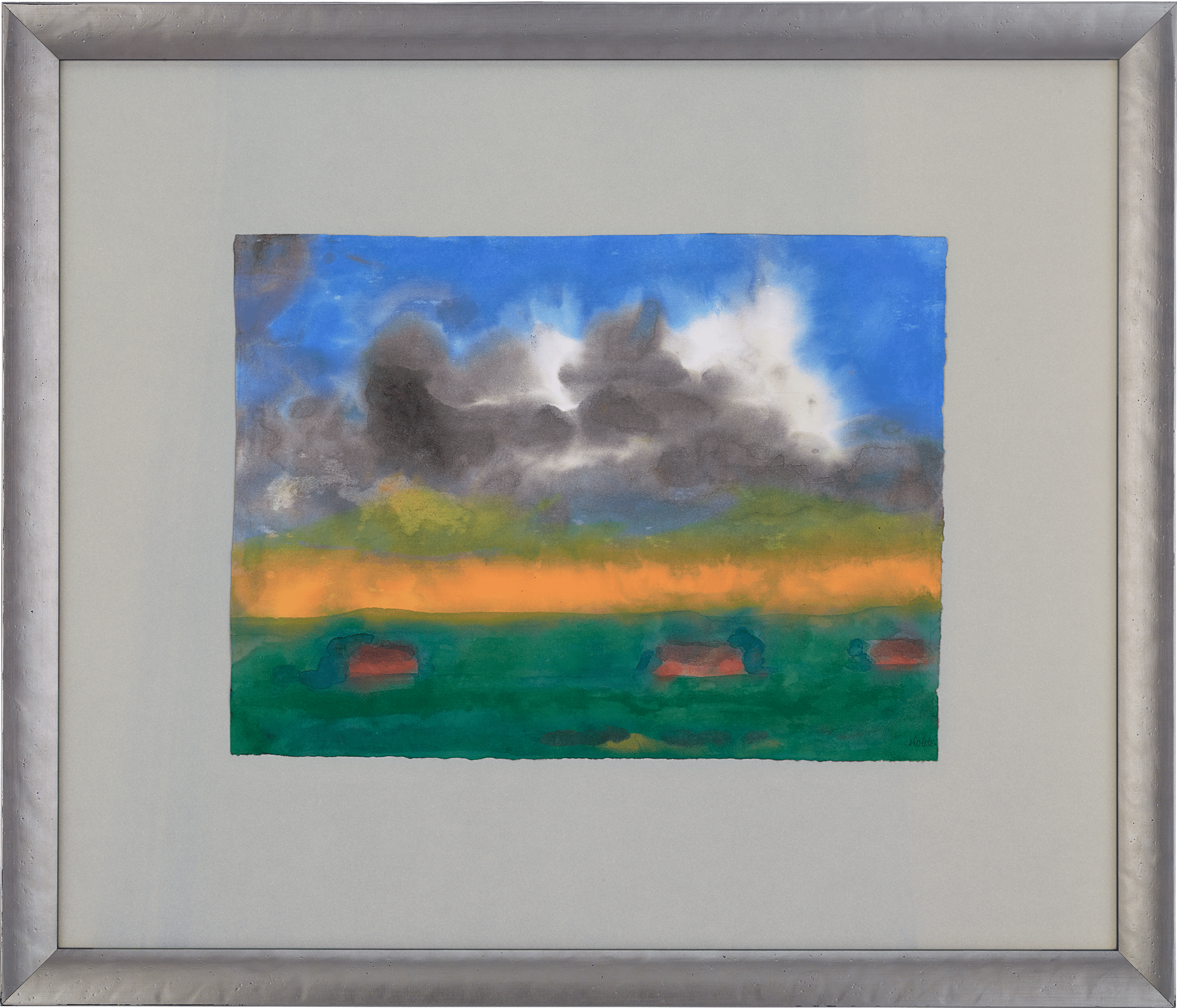 Marschlandschaft (mit drei Häusern) by Emil Nolde