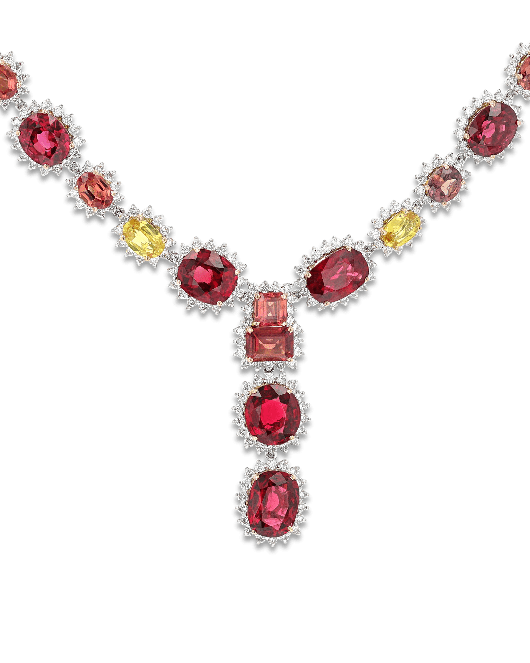 Red Spinel and Colored Sapphire Necklace Rau