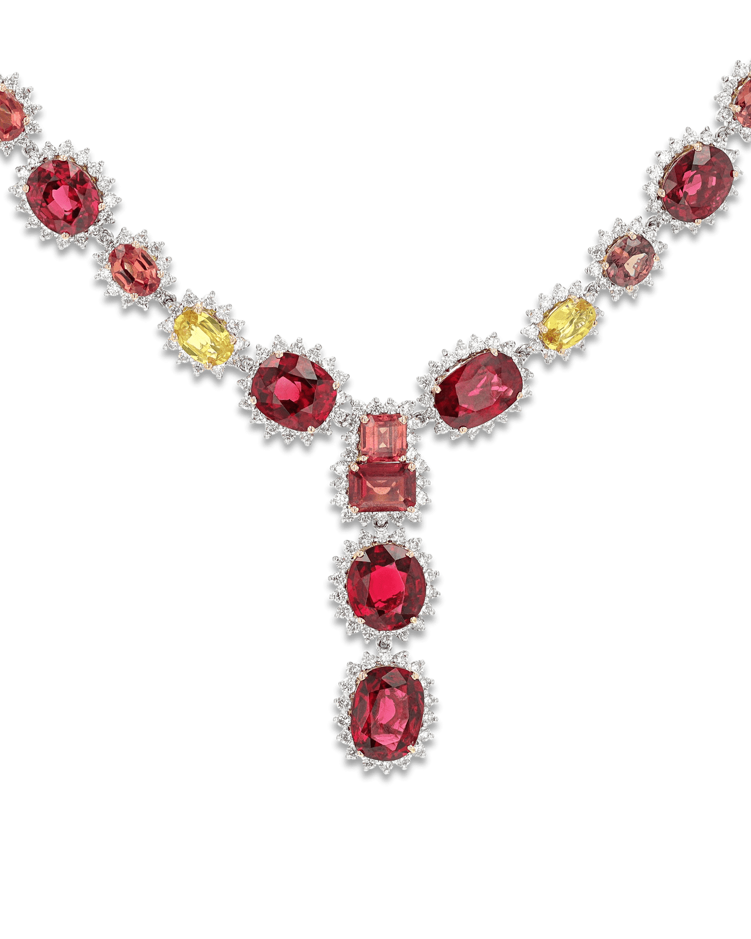 Red Spinel and Colored Sapphire Necklace