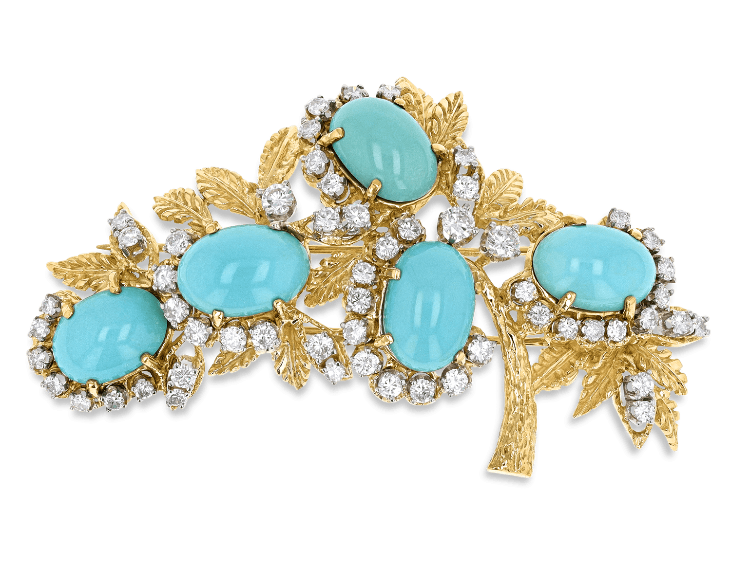 Turquoise and Diamond Brooch