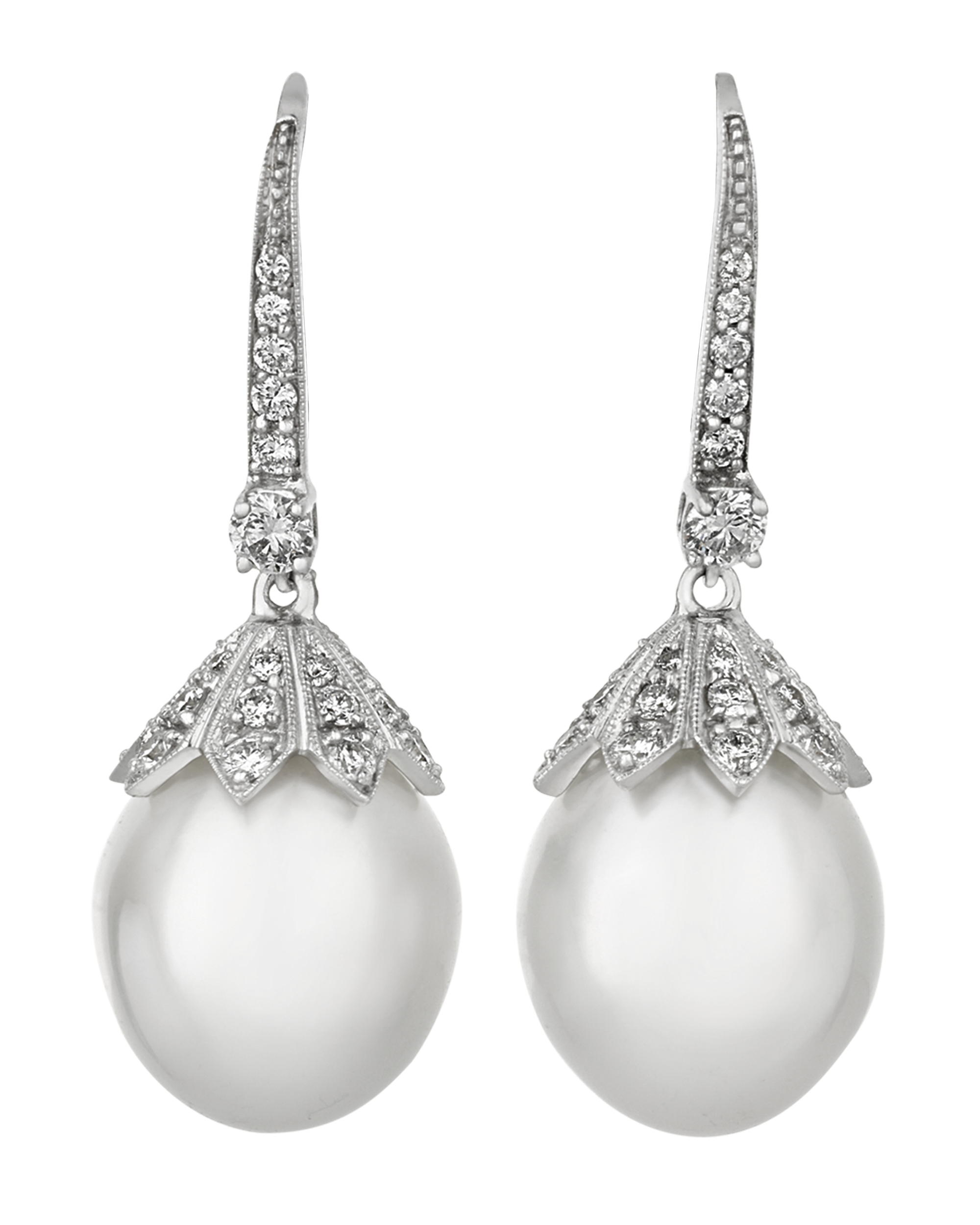 South Sea Pearl and Diamond Drop Earrings