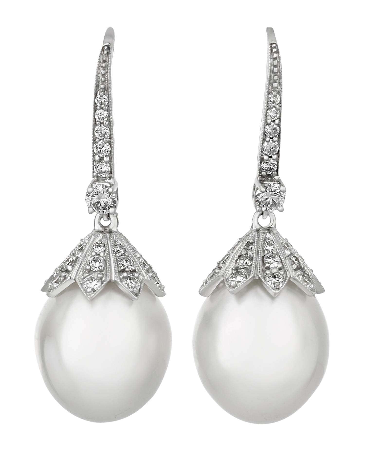 South Sea Pearl and Diamond Drop Earrings