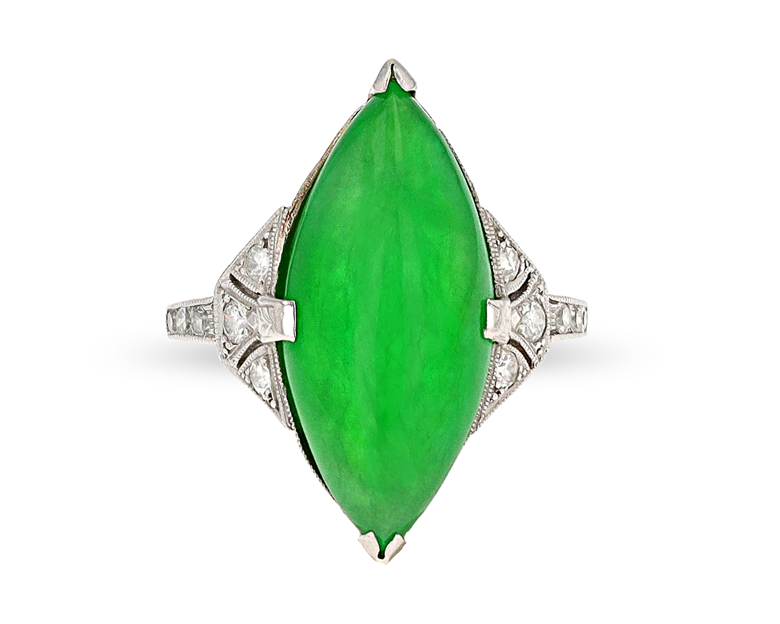 Art Deco-Period Jade Ring, 9.00 Carats