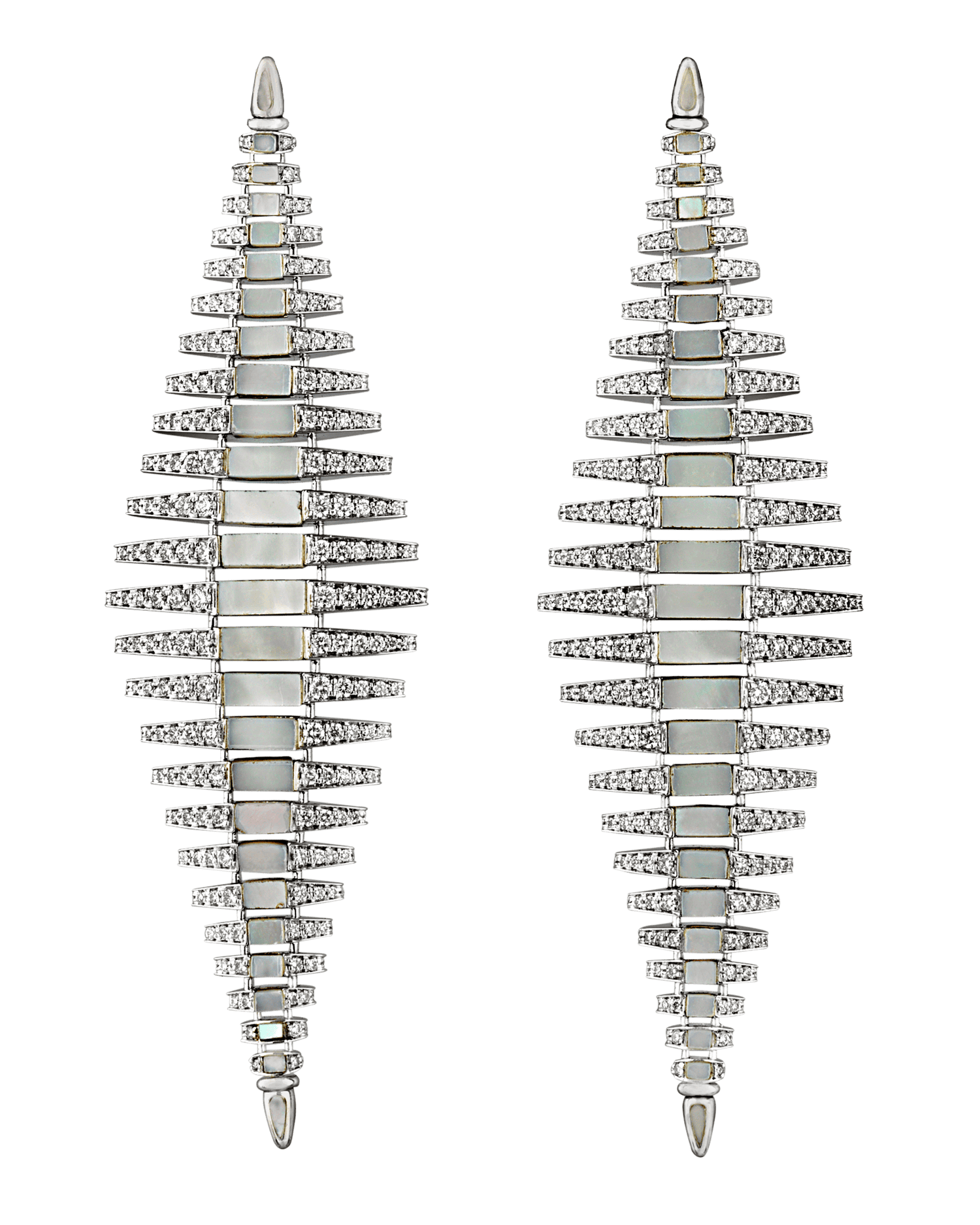 Mother-of-Pearl and Diamond Twist Earrings