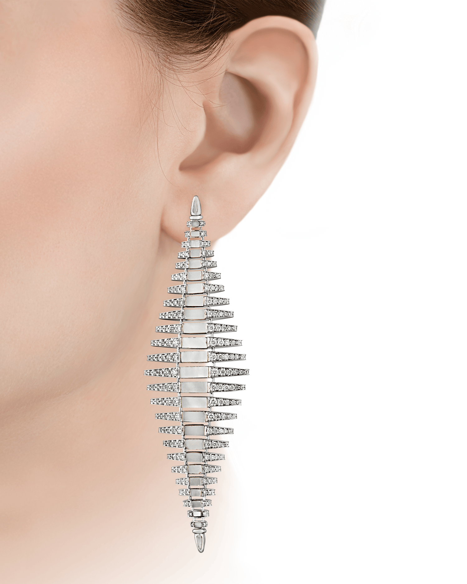 Mother-of-Pearl and Diamond Twist Earrings