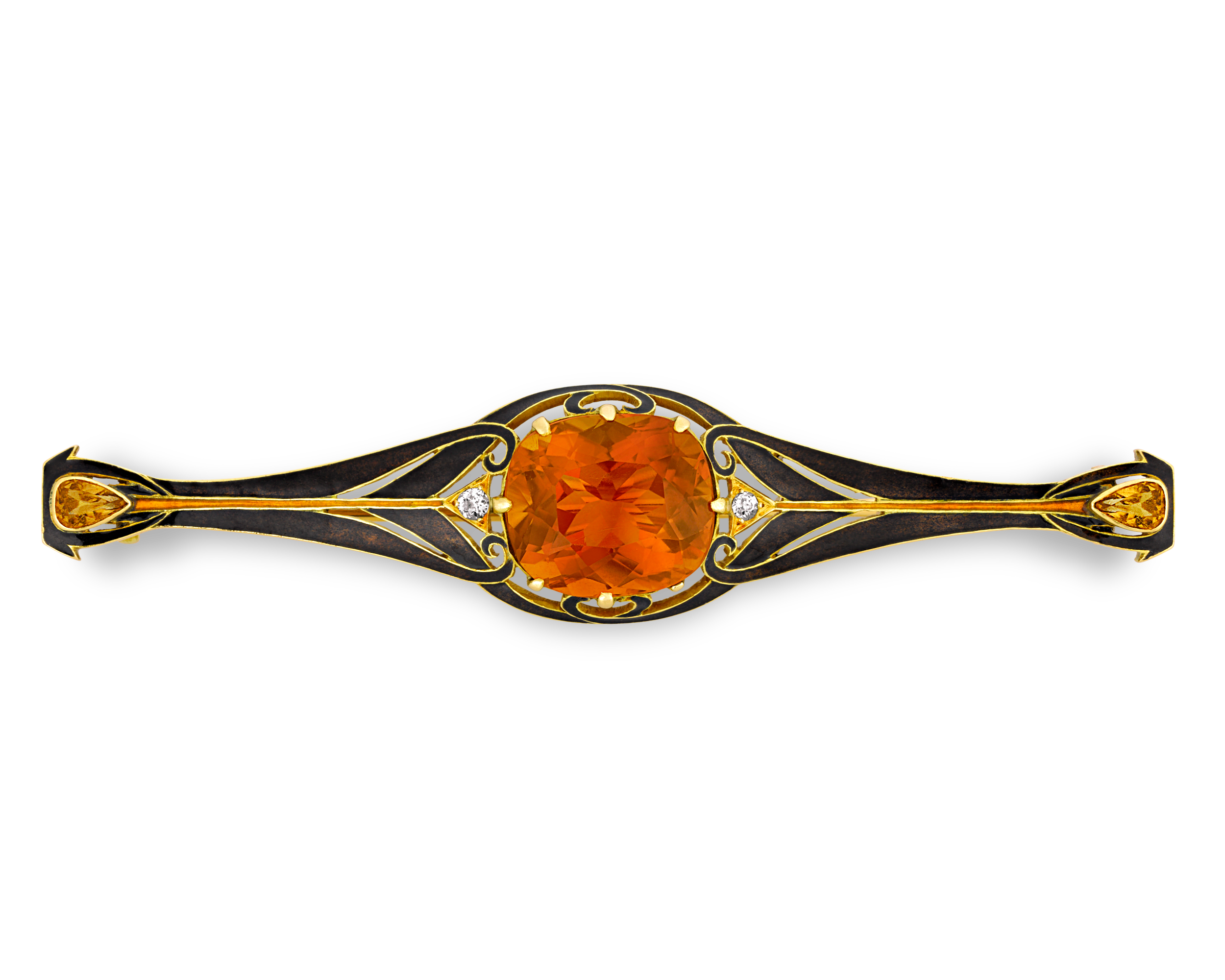 Lalique Citrine and Enamel Brooch