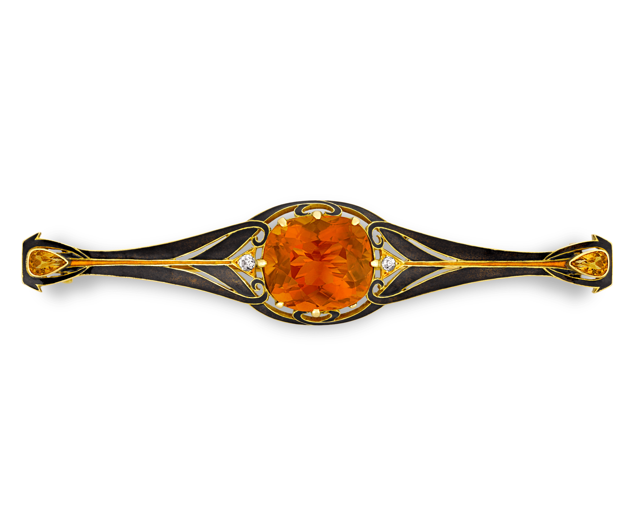 Lalique Citrine and Enamel Brooch