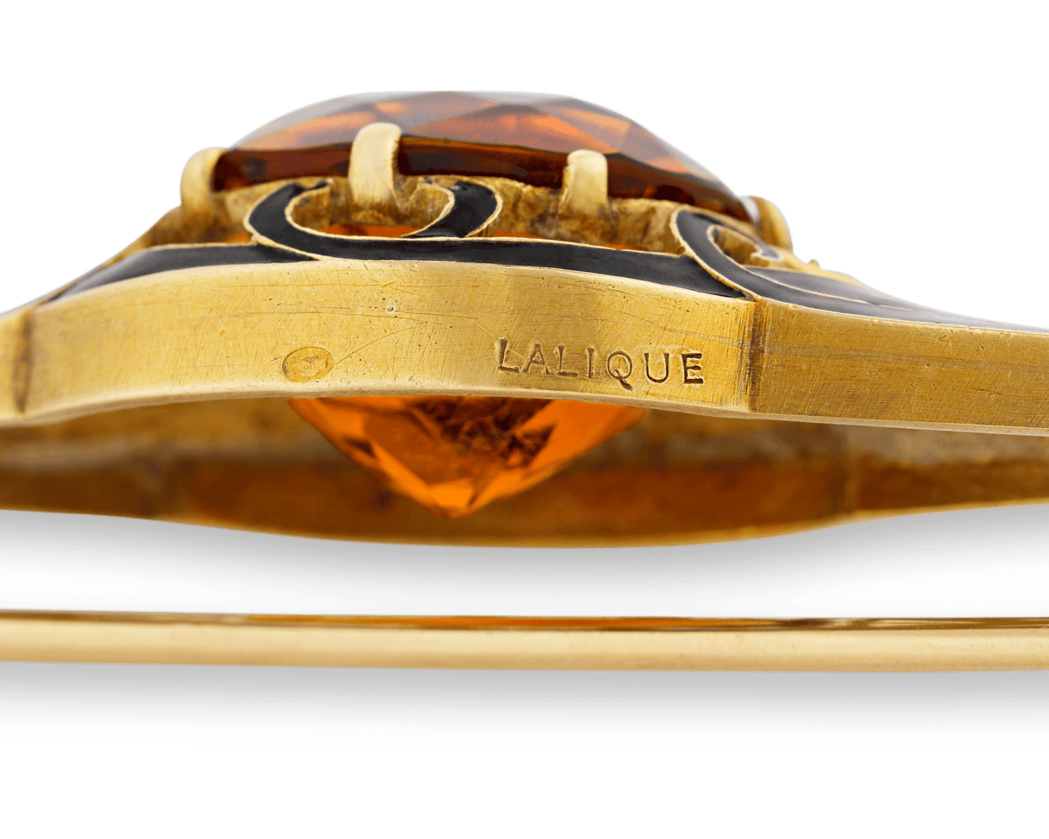 Lalique Citrine and Enamel Brooch