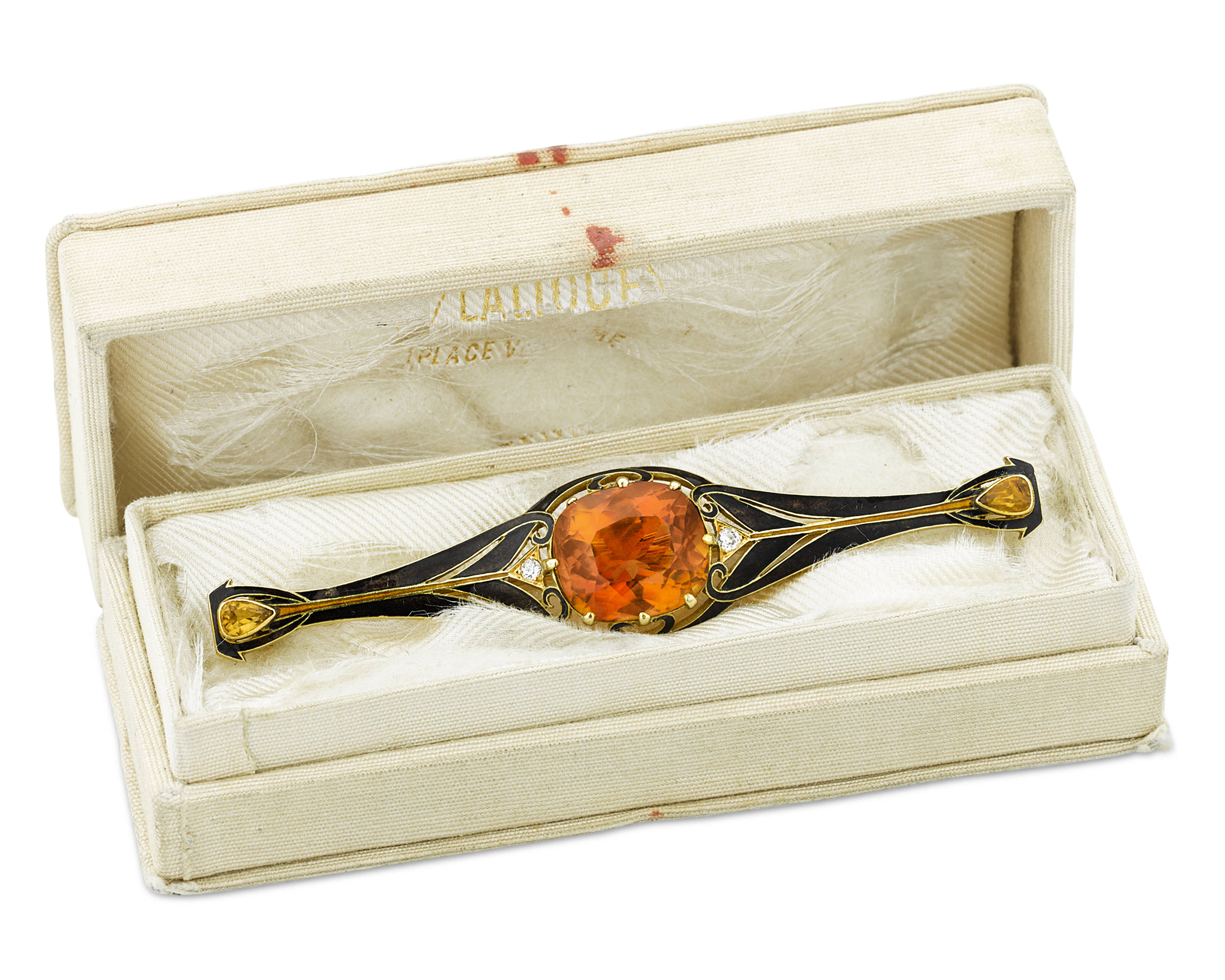 Lalique Citrine and Enamel Brooch