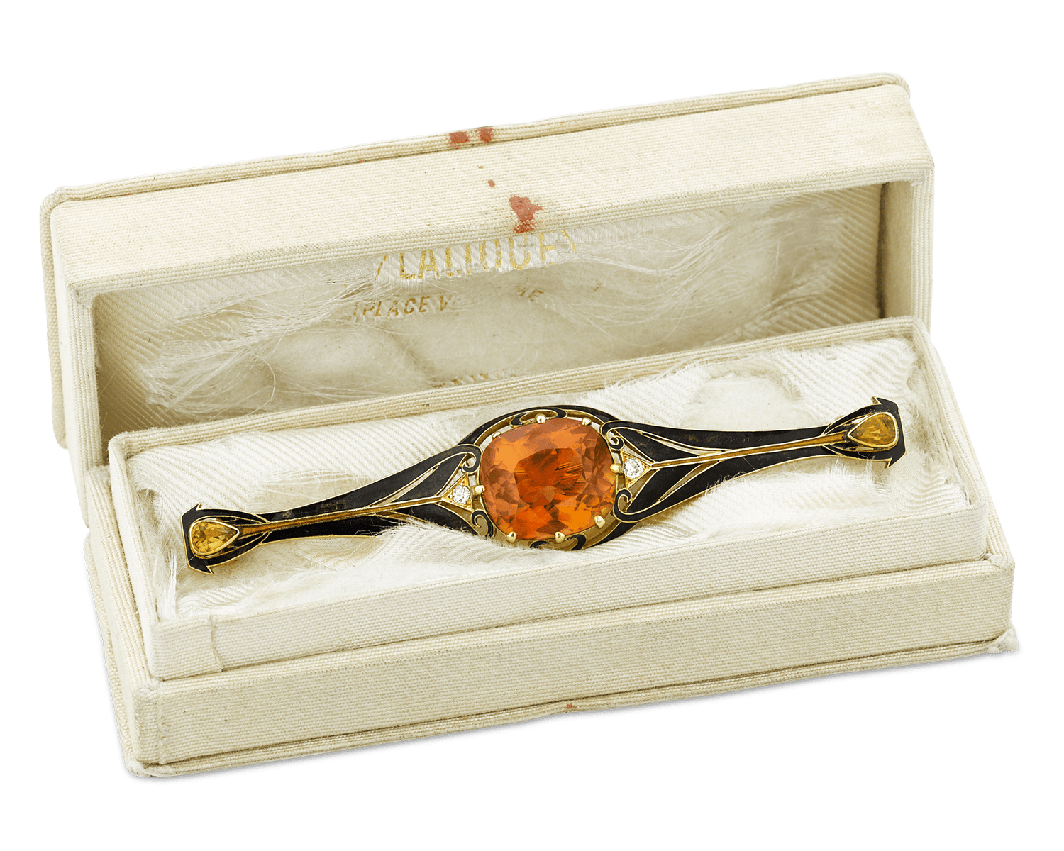 Lalique Citrine and Enamel Brooch