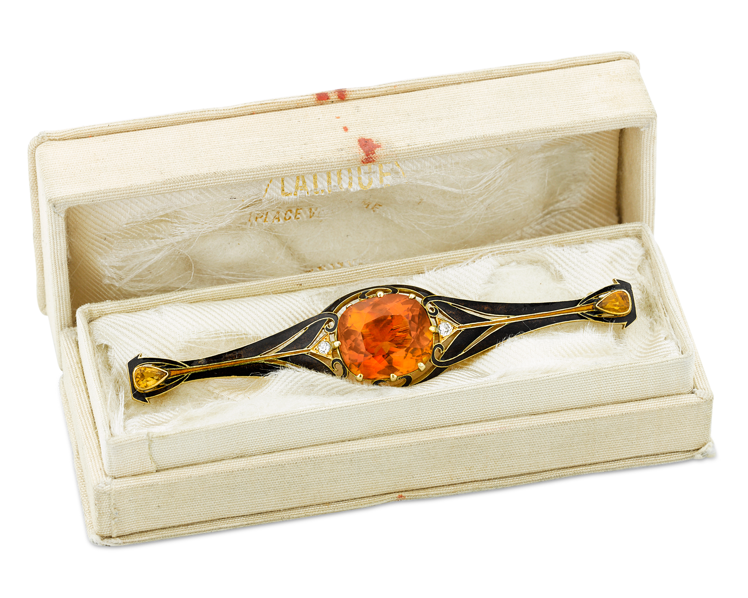 Lalique Citrine and Enamel Brooch