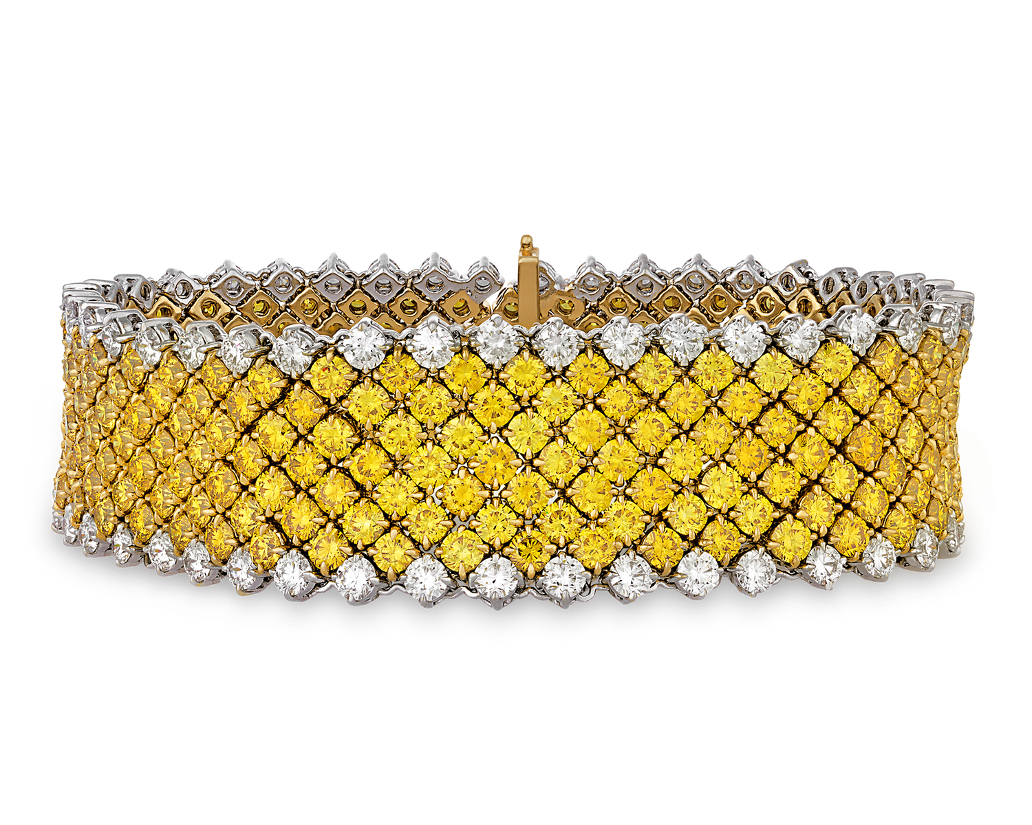Fancy Vivid Yellow Diamond Mesh Bracelet, 28.40 Carats