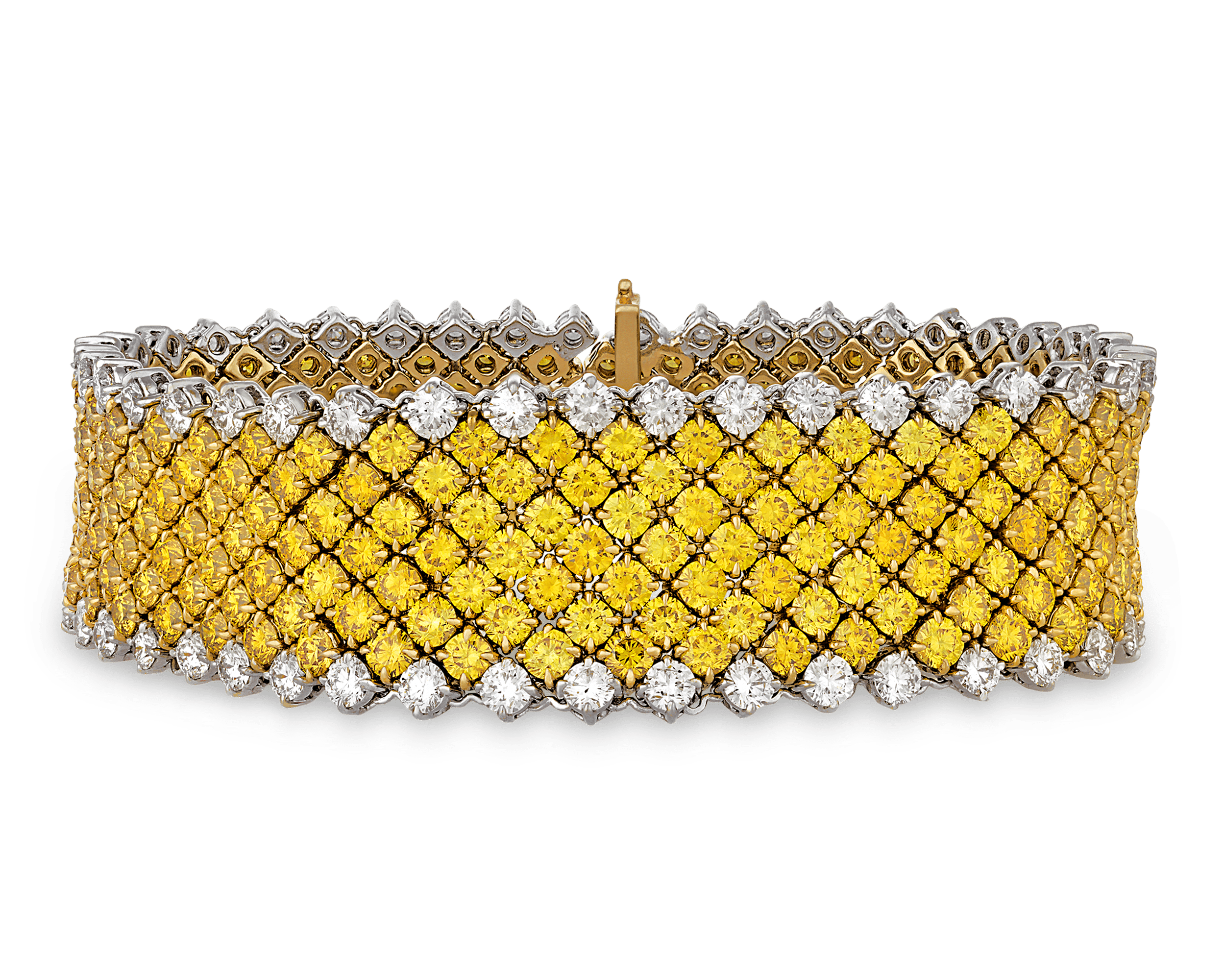 Fancy Vivid Yellow Diamond Mesh Bracelet, 28.40 Carats