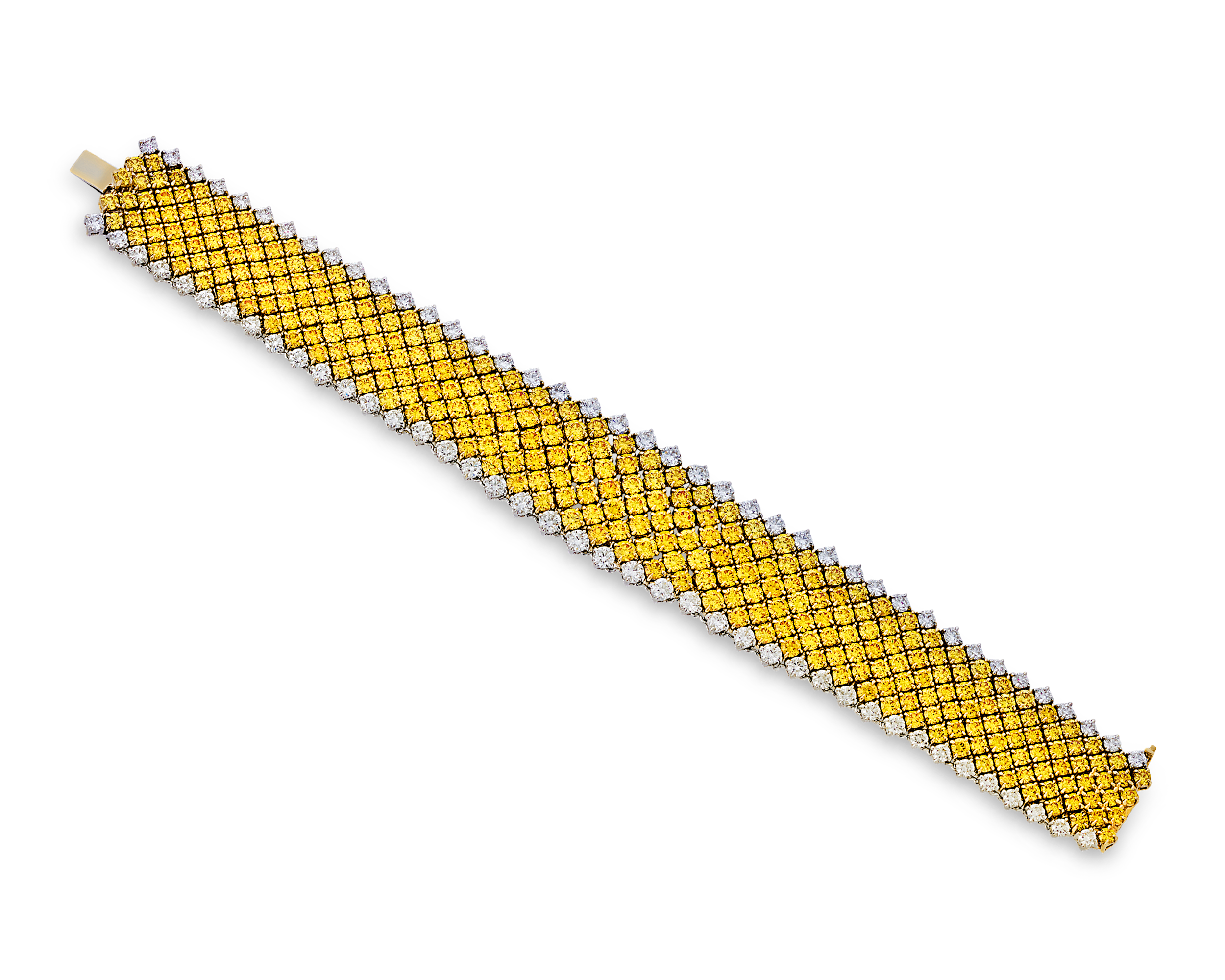Fancy Vivid Yellow Diamond Mesh Bracelet, 28.40 Carats
