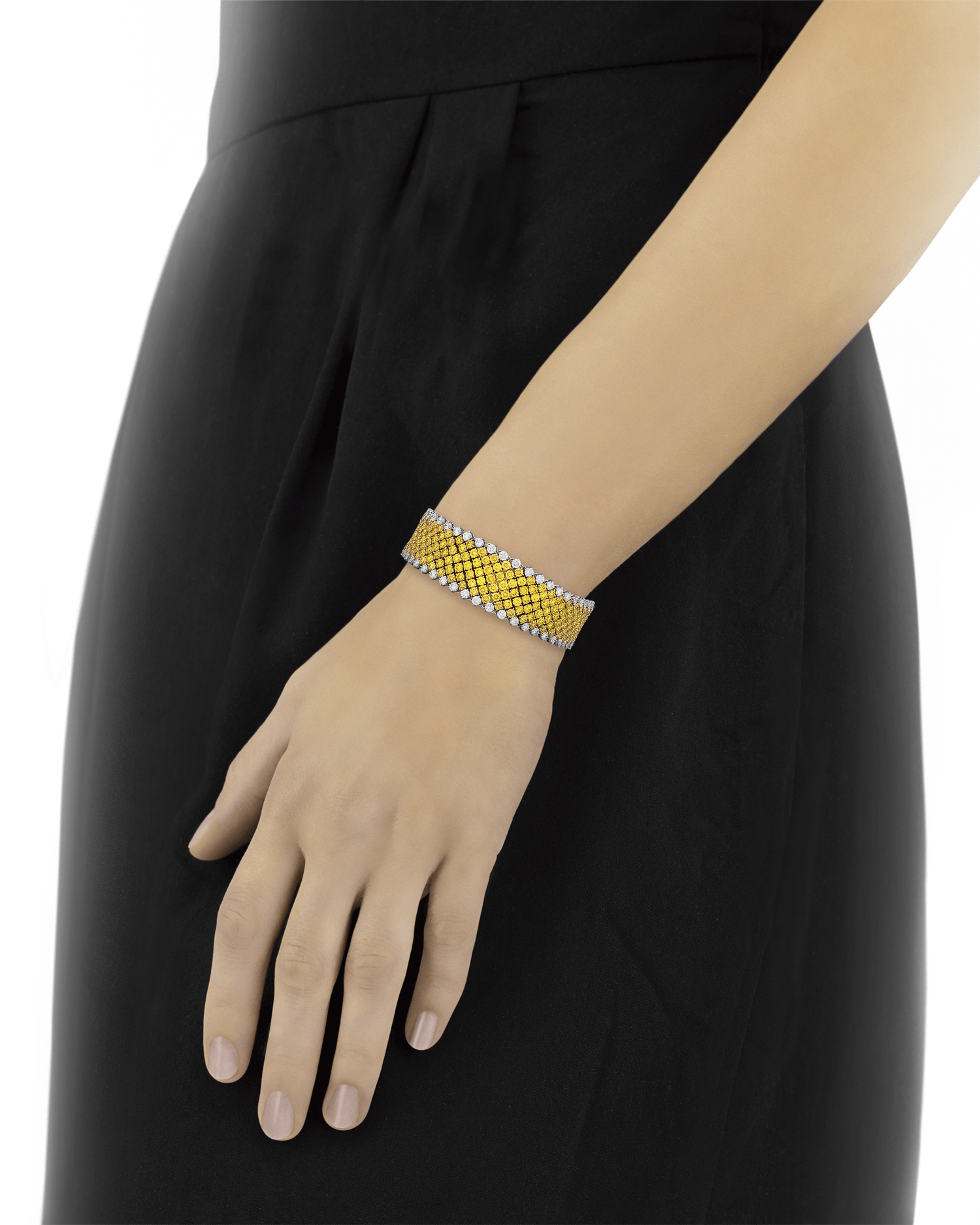 Fancy Vivid Yellow Diamond Mesh Bracelet, 28.40 Carats