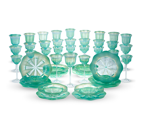Louis Comfort Tiffany Pastel Favrile Glass Dinnerware