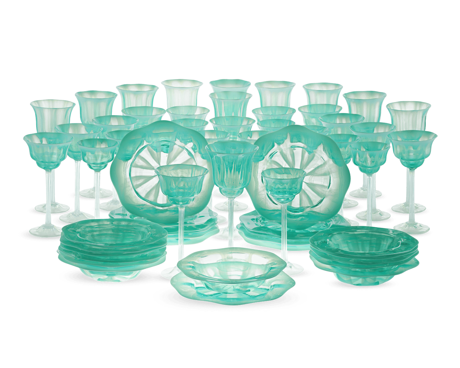 Louis Comfort Tiffany Pastel Favrile Glass Dinnerware