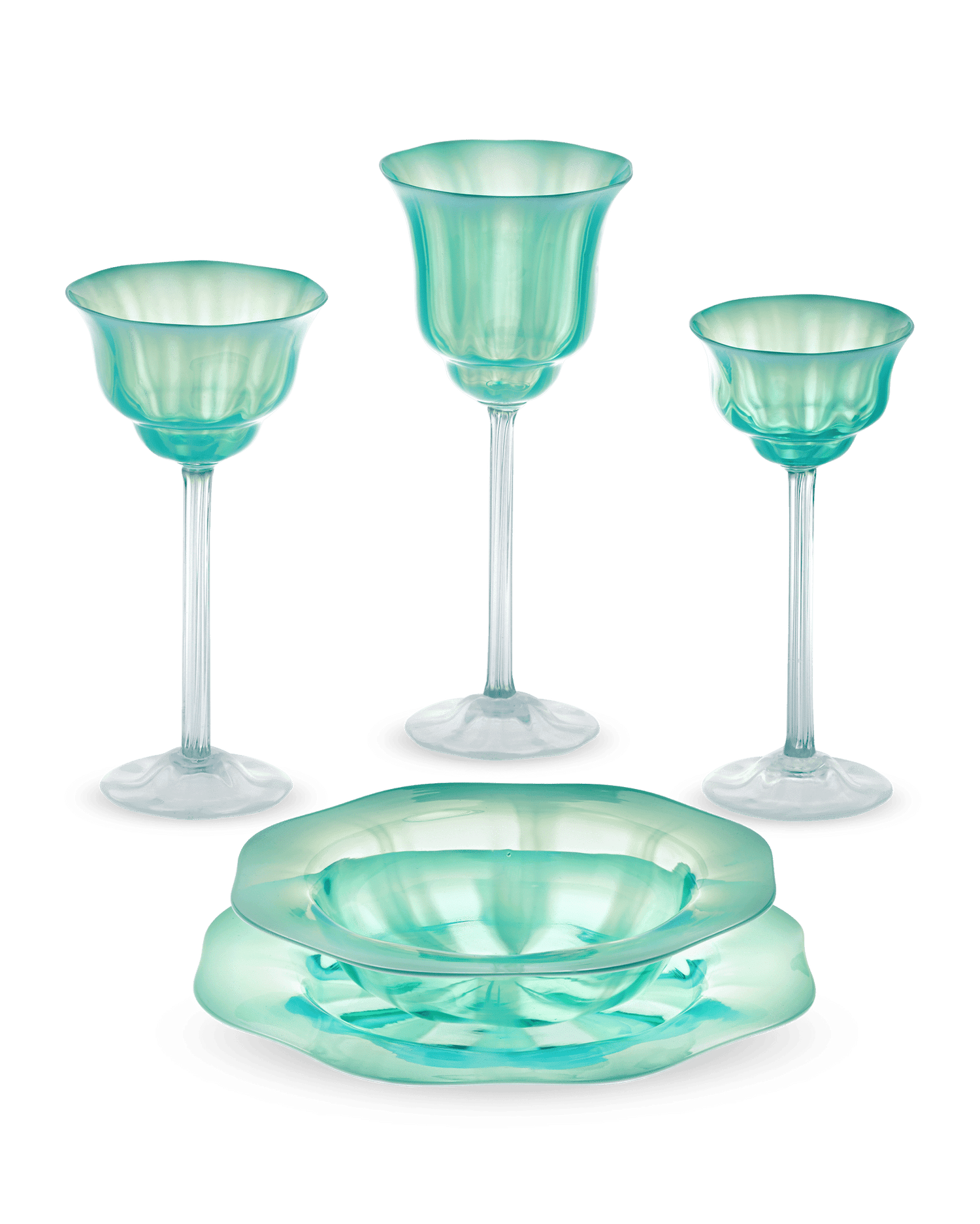 Louis Comfort Tiffany Pastel Favrile Glass Dinnerware