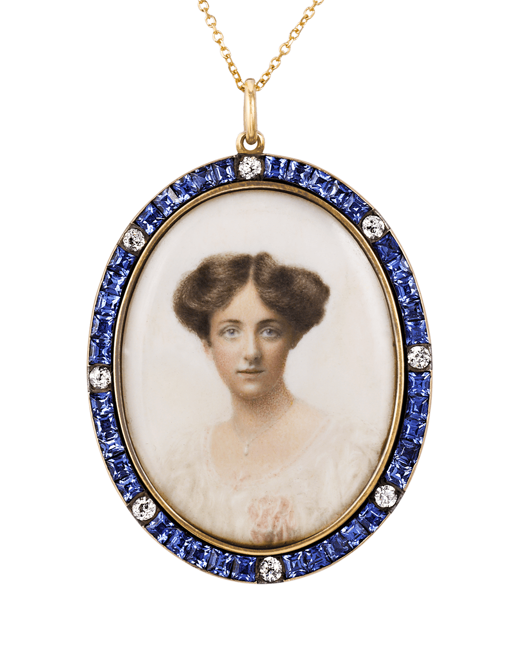 Edwardian Yogo Sapphire Portrait Pendant, 3.00 Carats