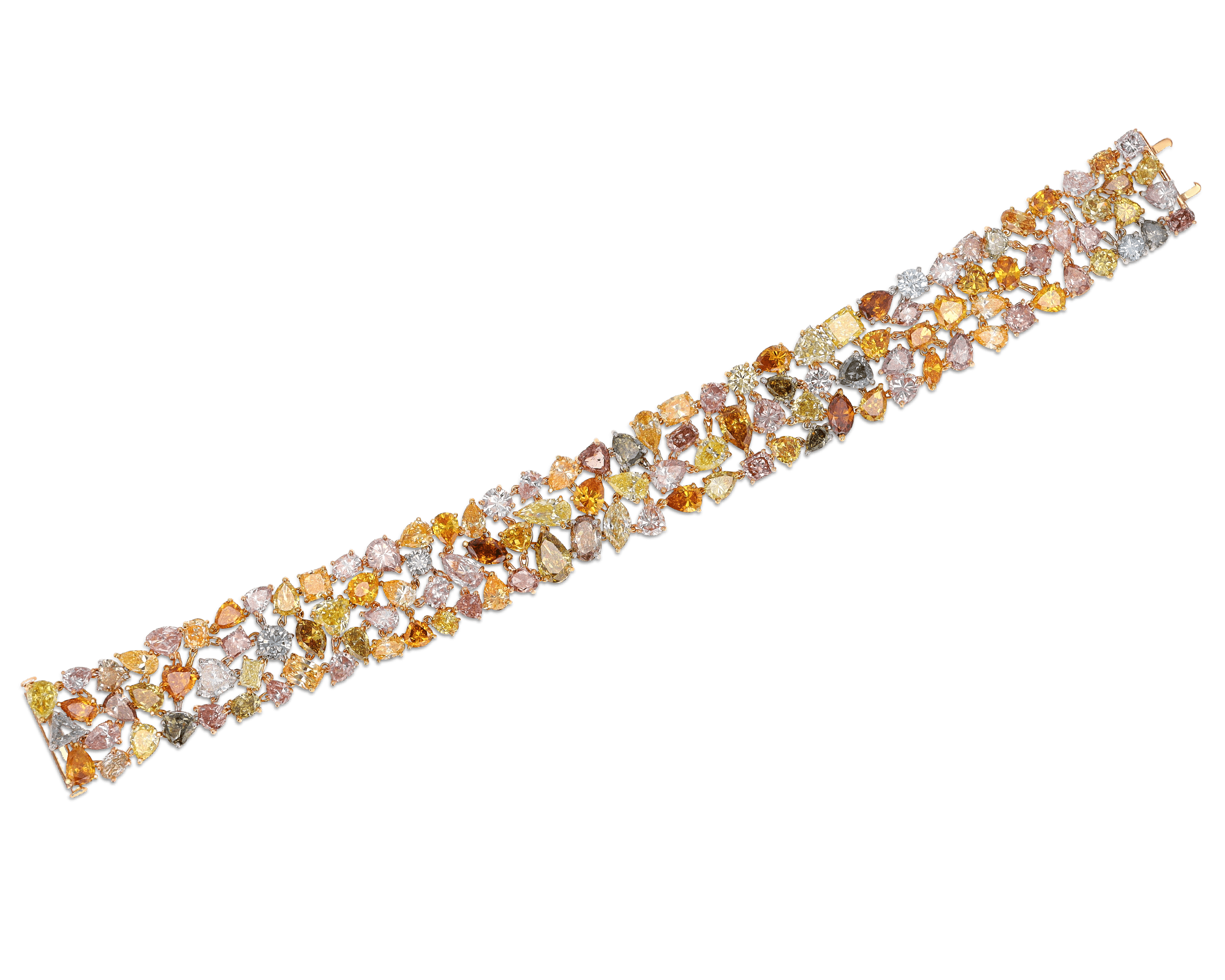 Multi-Colored Diamond Bracelet, 42.40 Carats