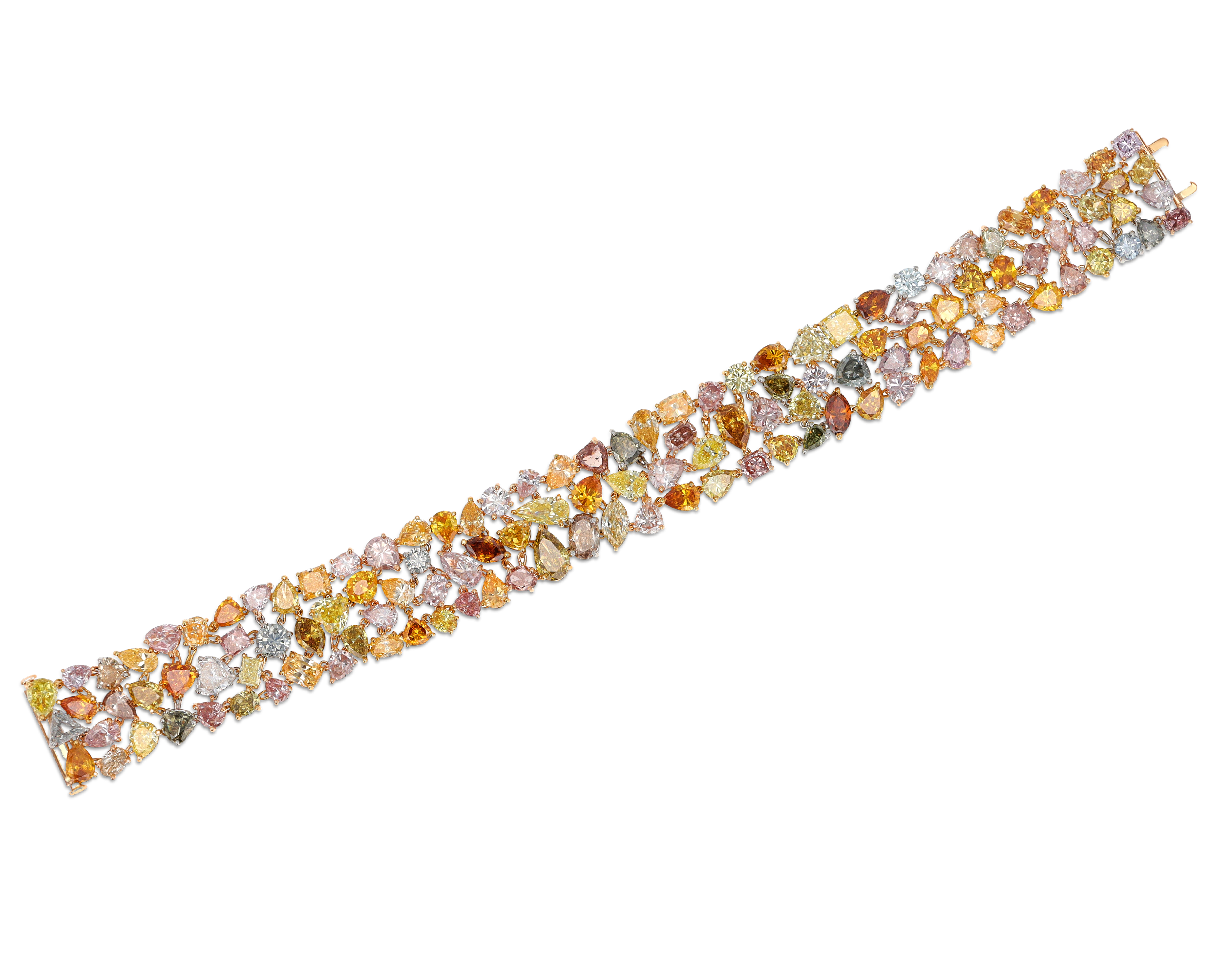 Multi-Colored Diamond Bracelet, 42.40 Carats