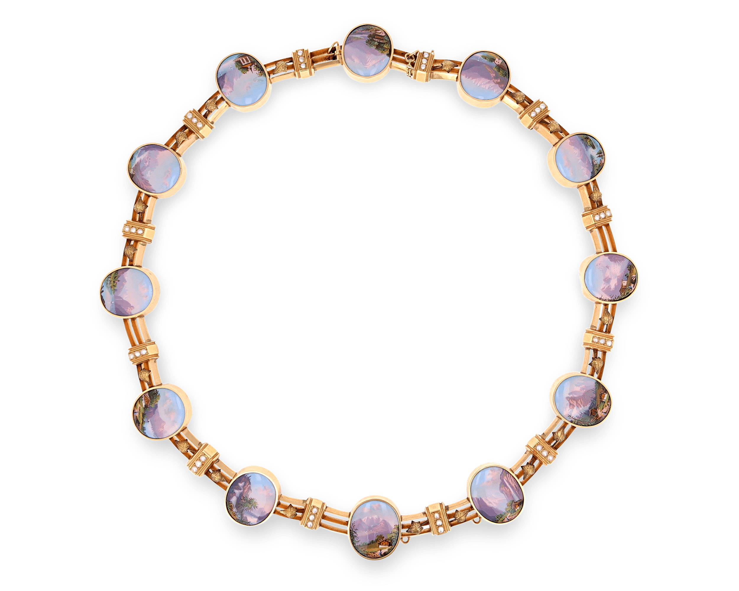 Victorian Gold and Swiss Enamel Necklace