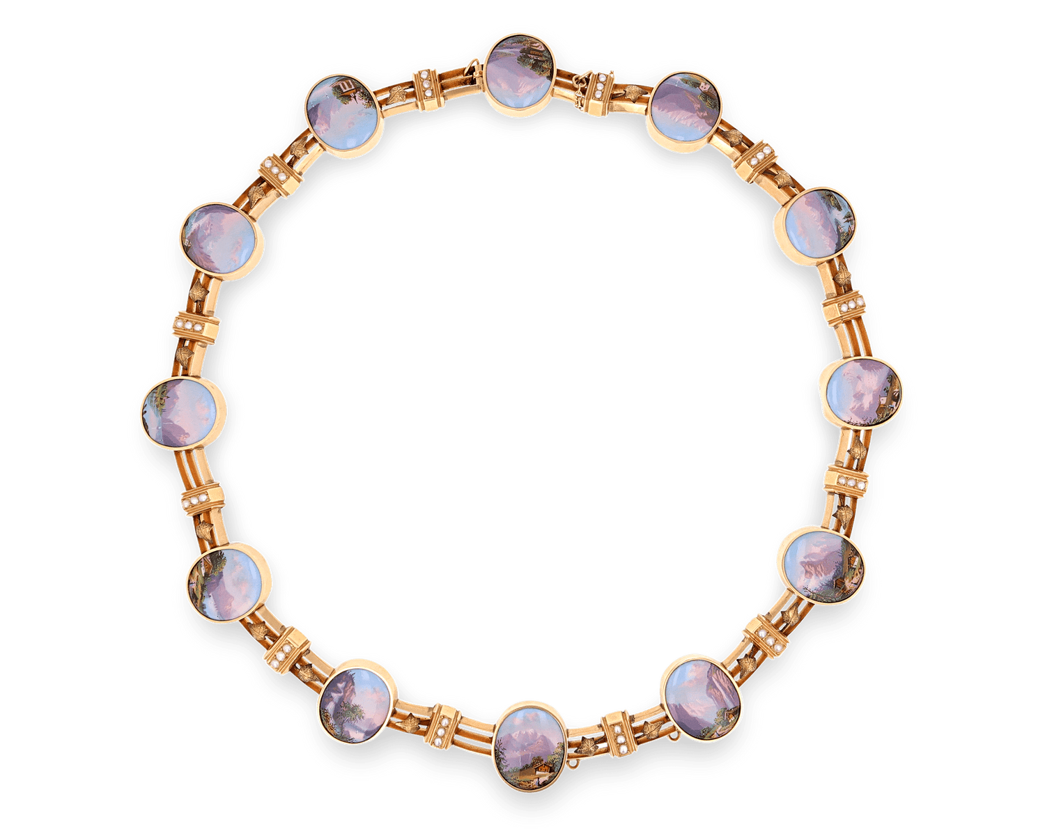 Victorian Gold and Swiss Enamel Necklace