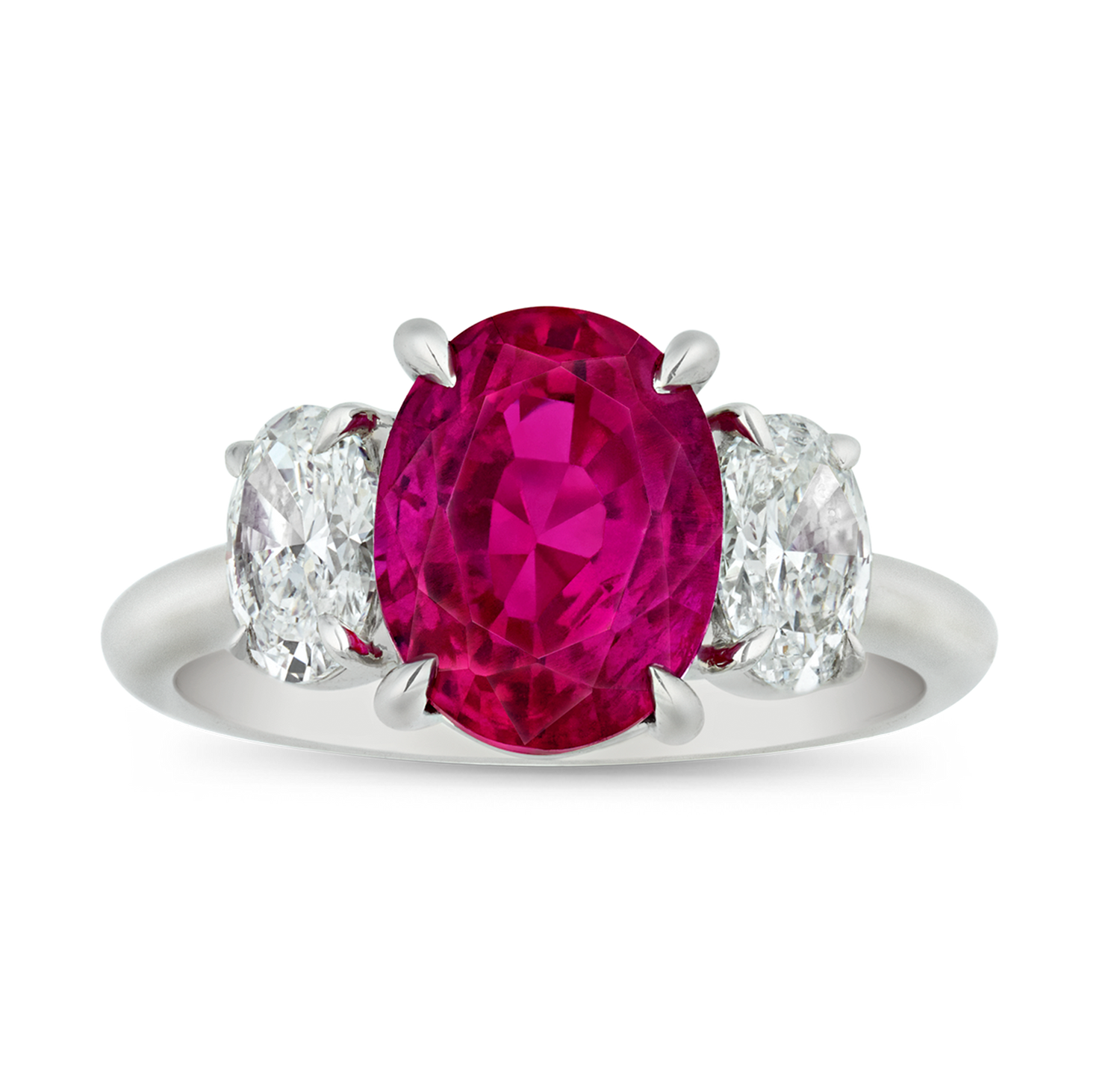 Untreated Burma Ruby and Diamond Ring, 4.06 carats