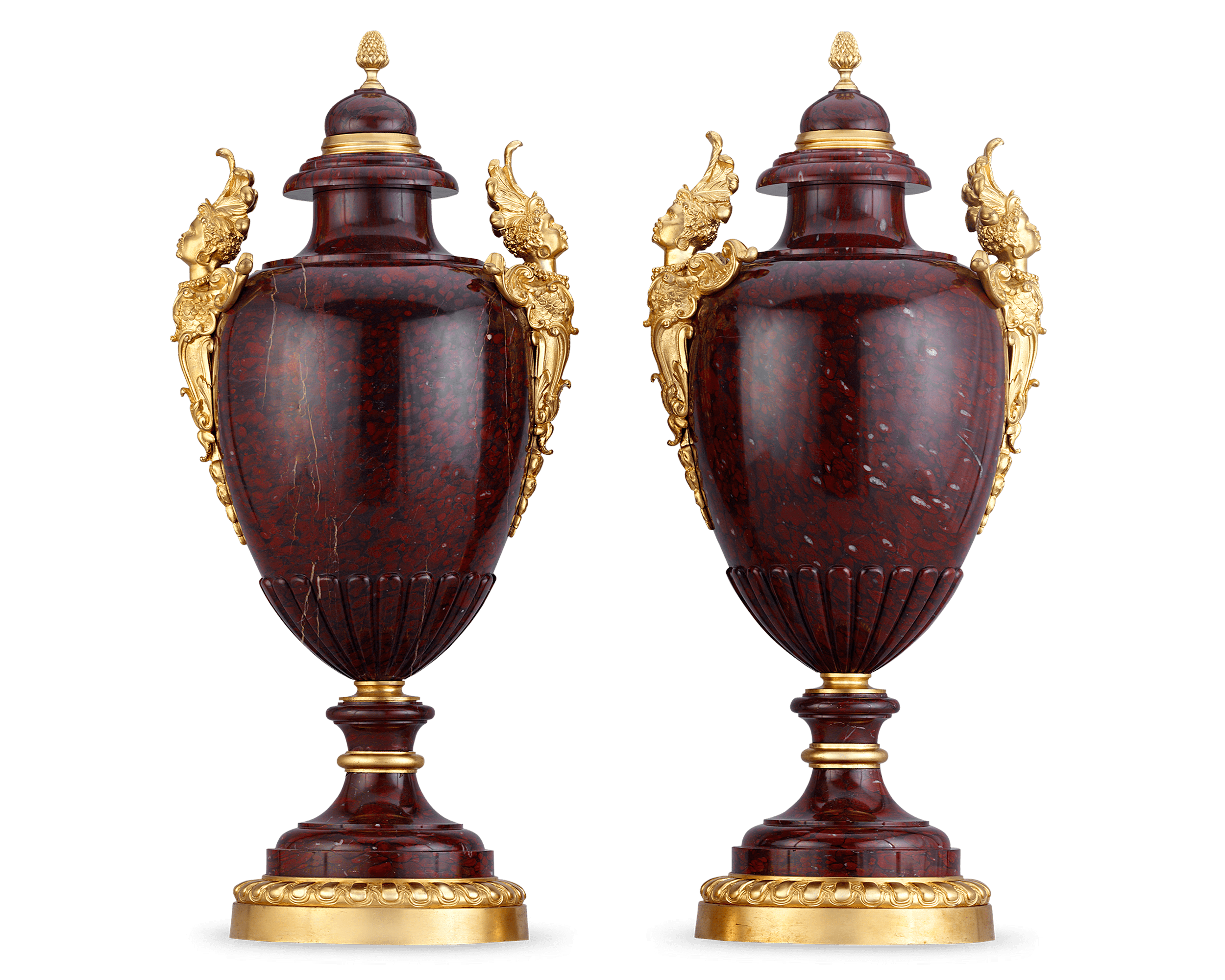 Griotte Rouge Vases attributed to Charles-Henri-Joseph Cordier