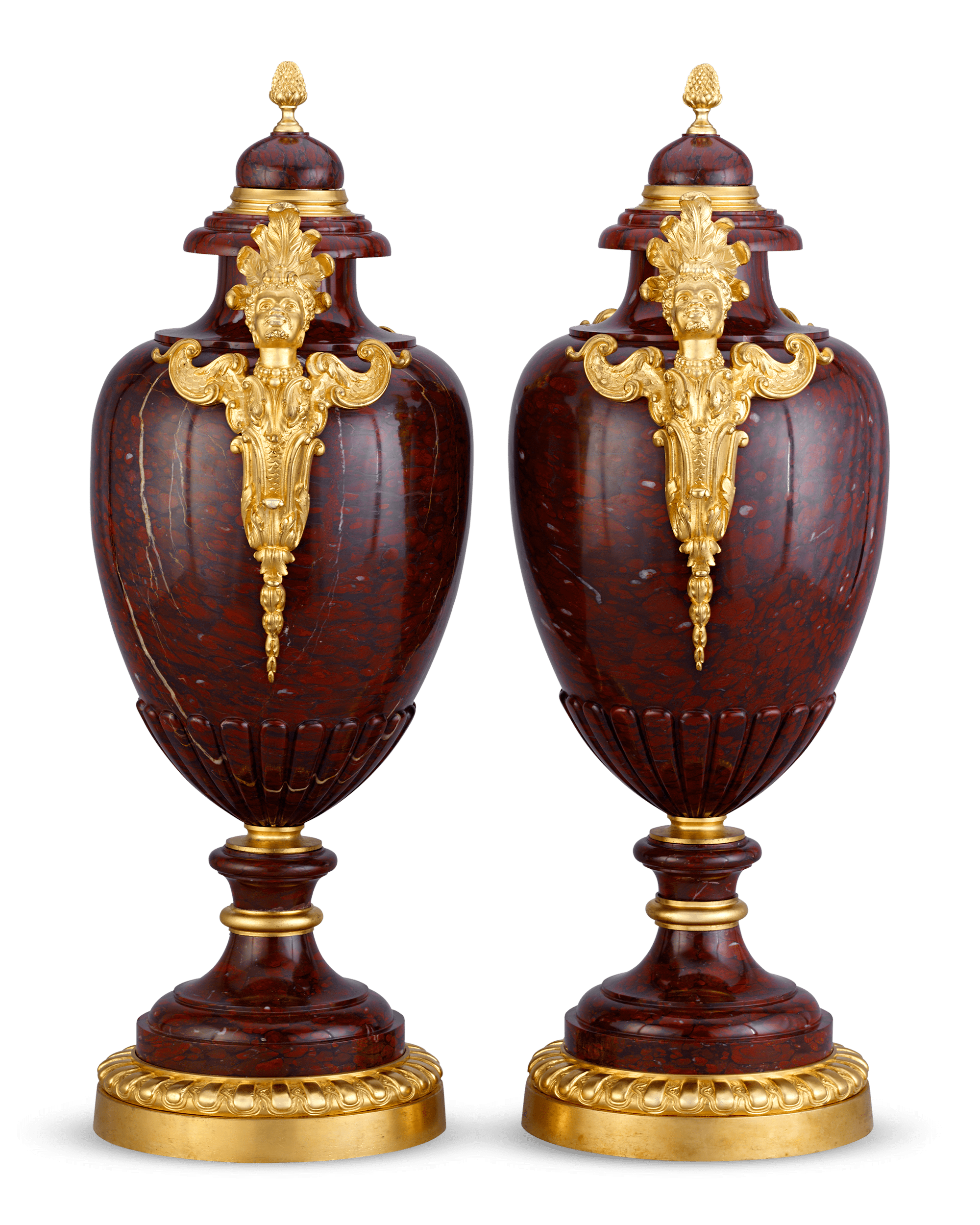 Griotte Rouge Vases attributed to Charles-Henri-Joseph Cordier