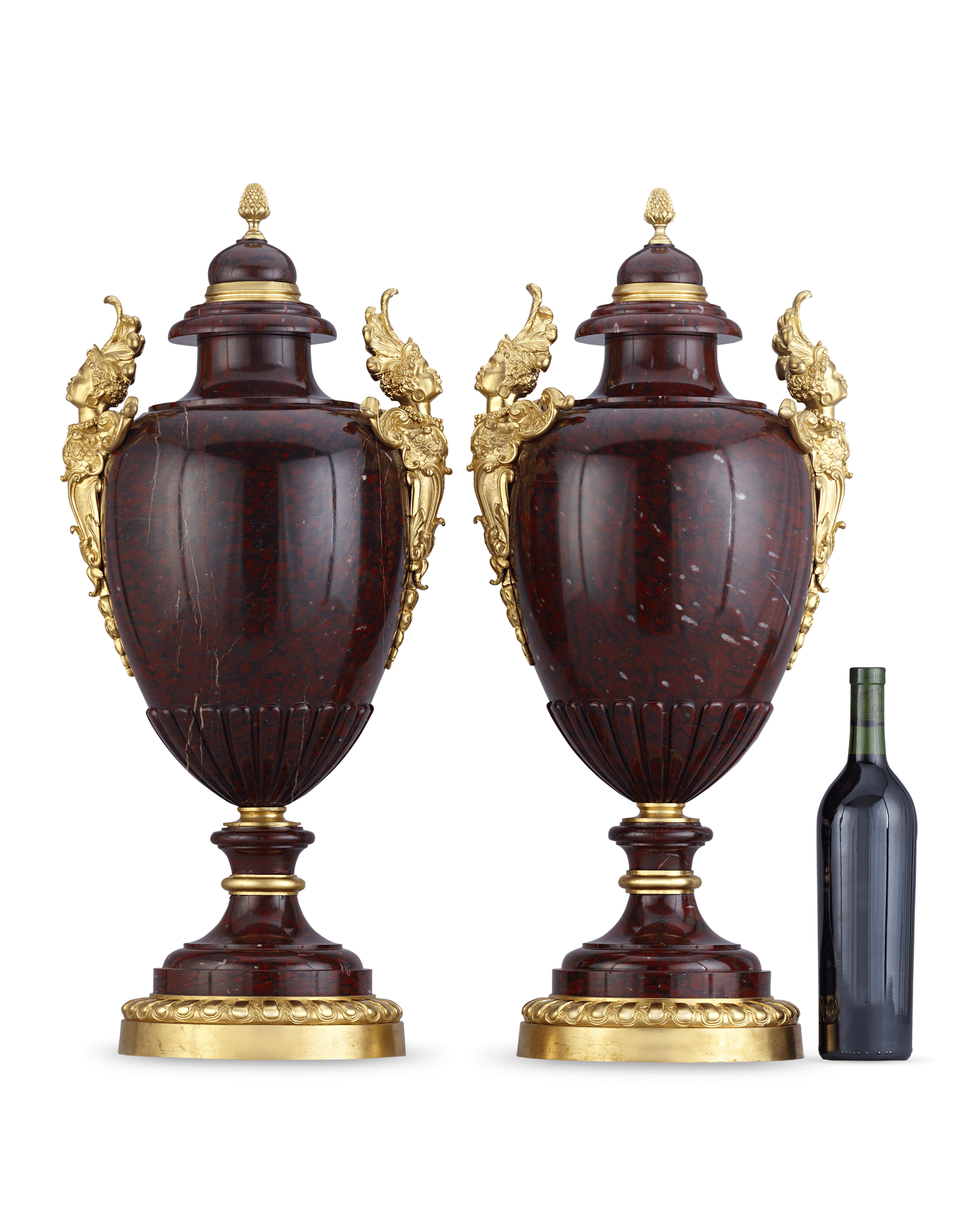 Griotte Rouge Vases attributed to Charles-Henri-Joseph Cordier