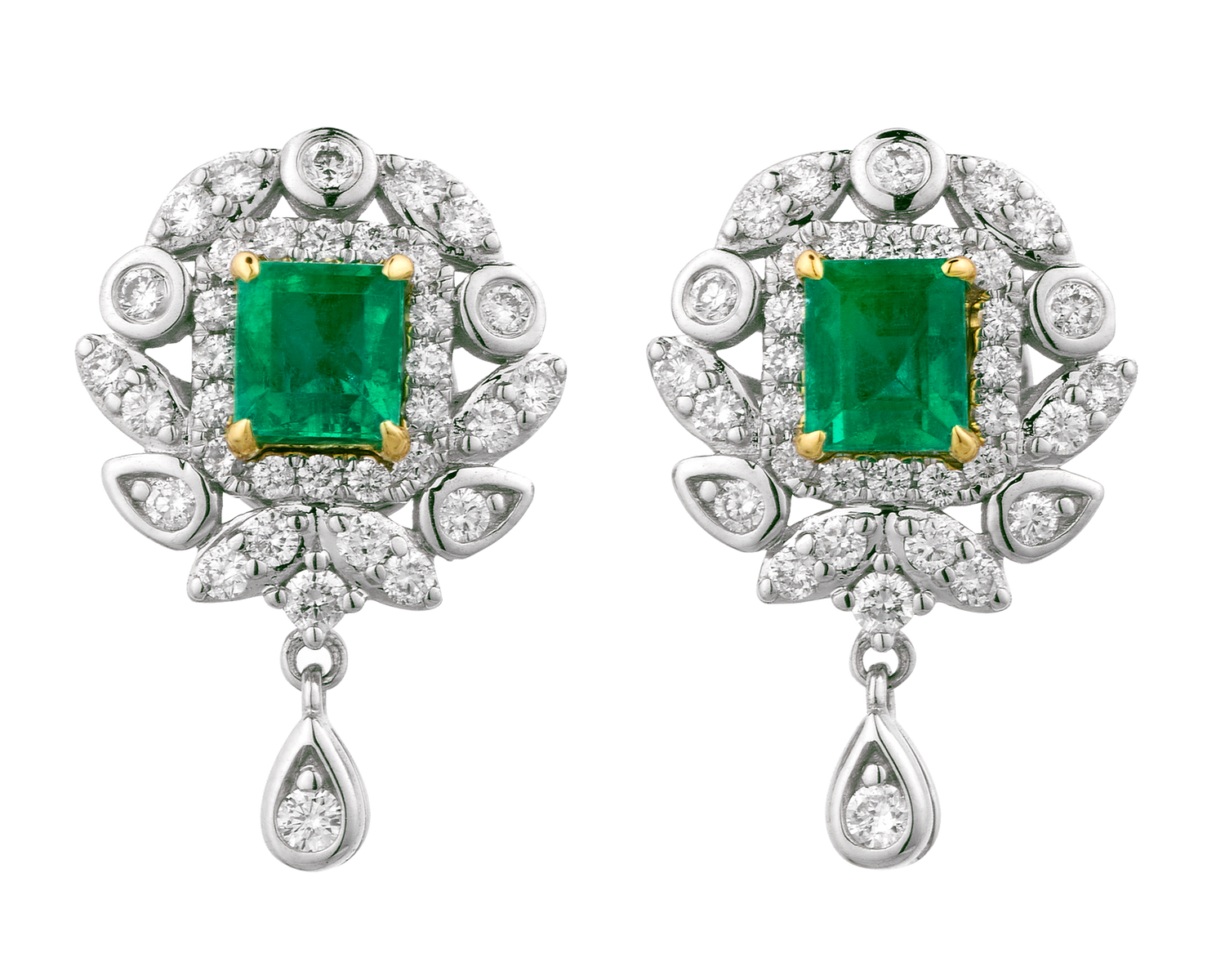 Colombian Emerald Earrings, 1.00 Carat