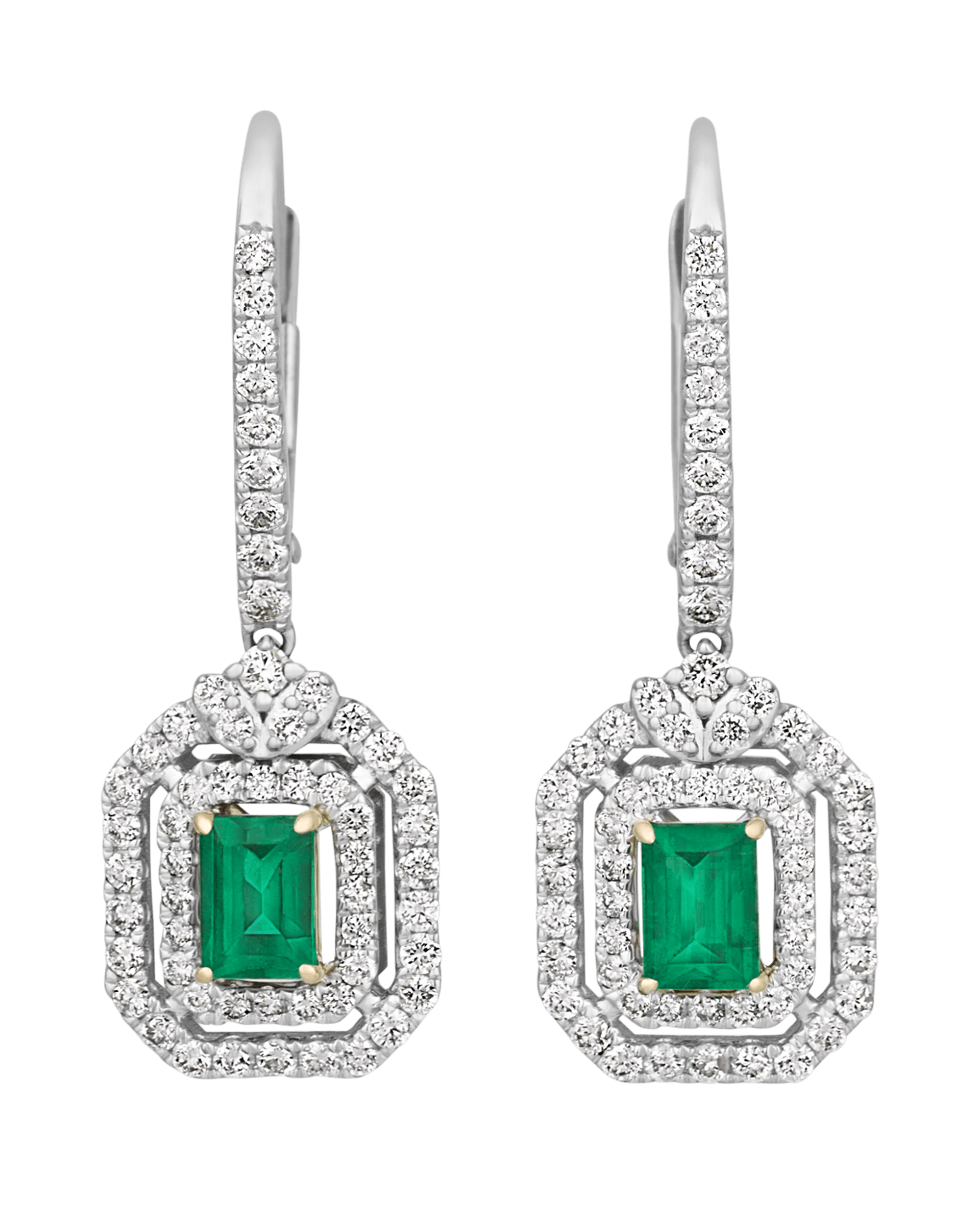 Colombian Emerald Earrings, 0.74 Carats