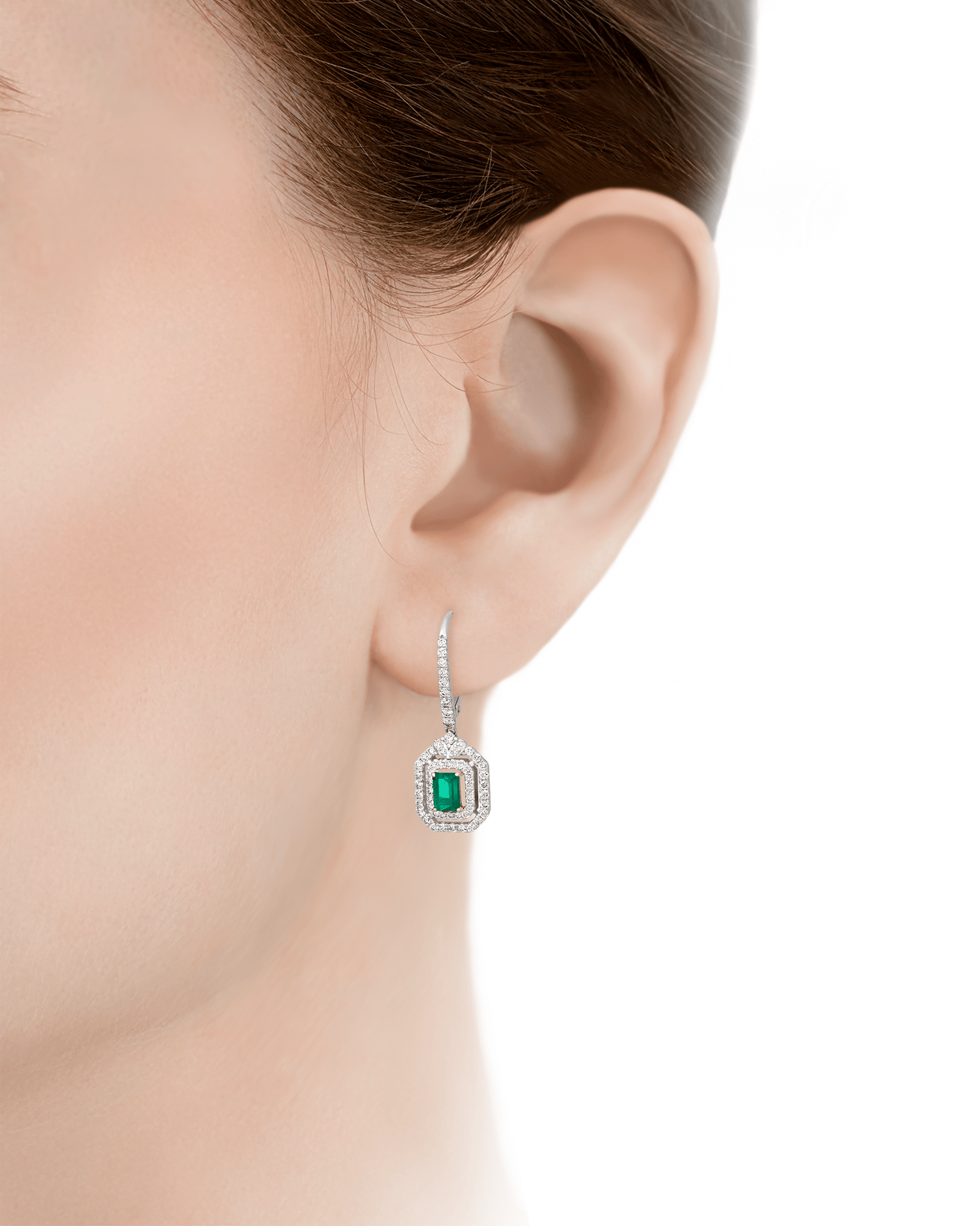 Colombian Emerald Earrings, 0.74 Carats